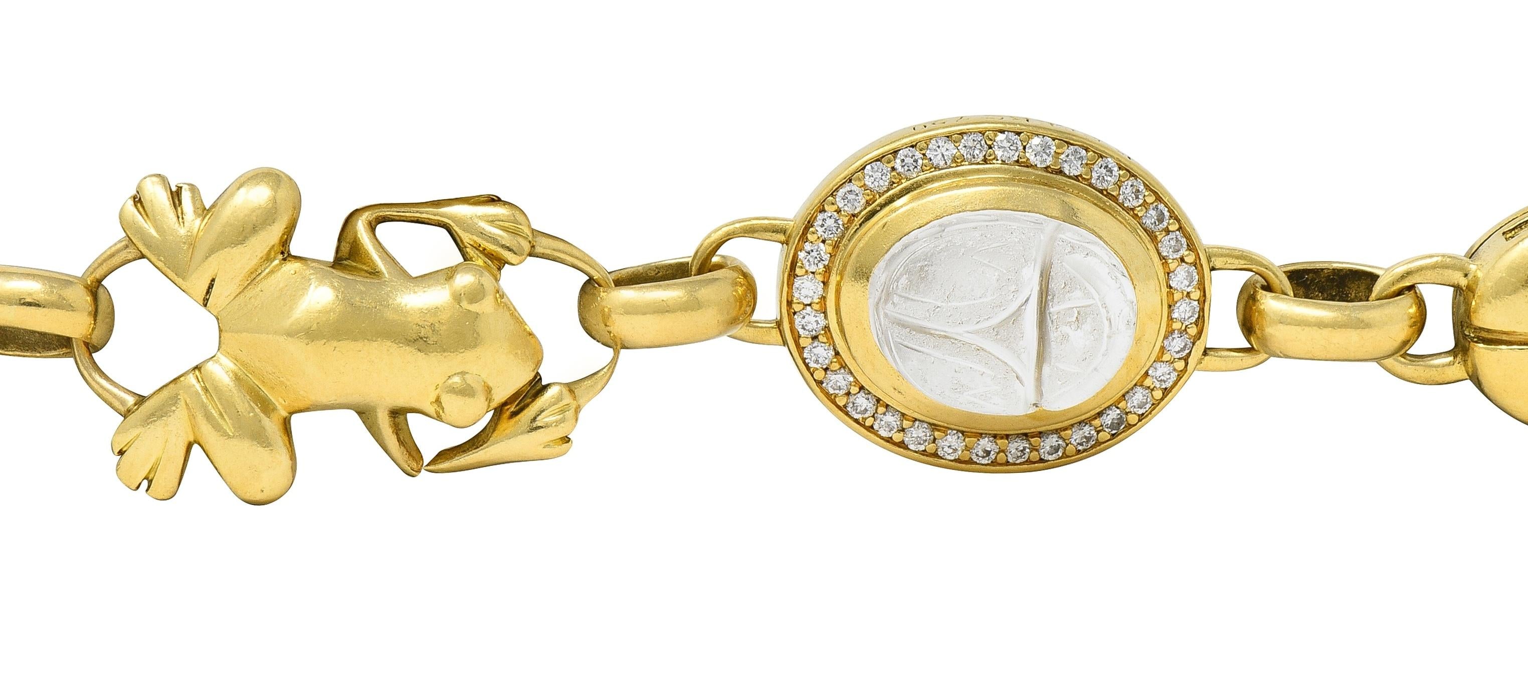 Robert Clerc Contemporary Diamond Quartz 18K Yellow Gold Egyptian Bracelet