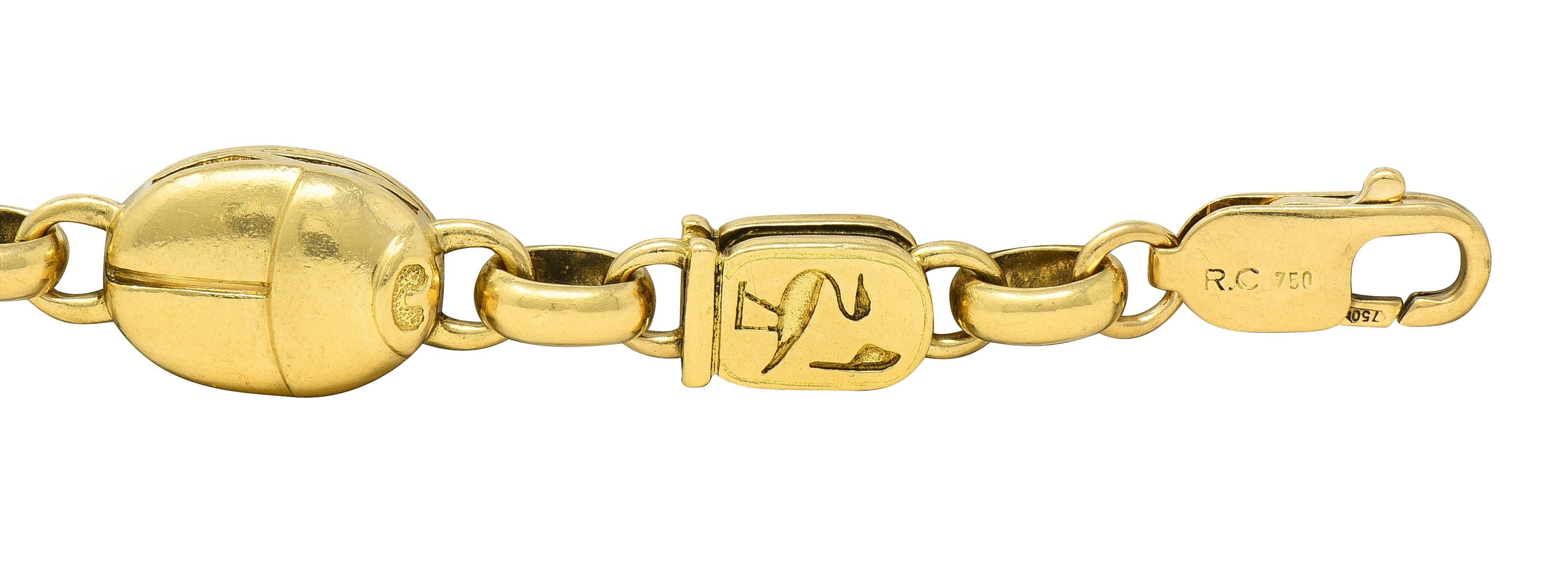 Robert Clerc Contemporary Diamond Quartz 18K Yellow Gold Egyptian Bracelet