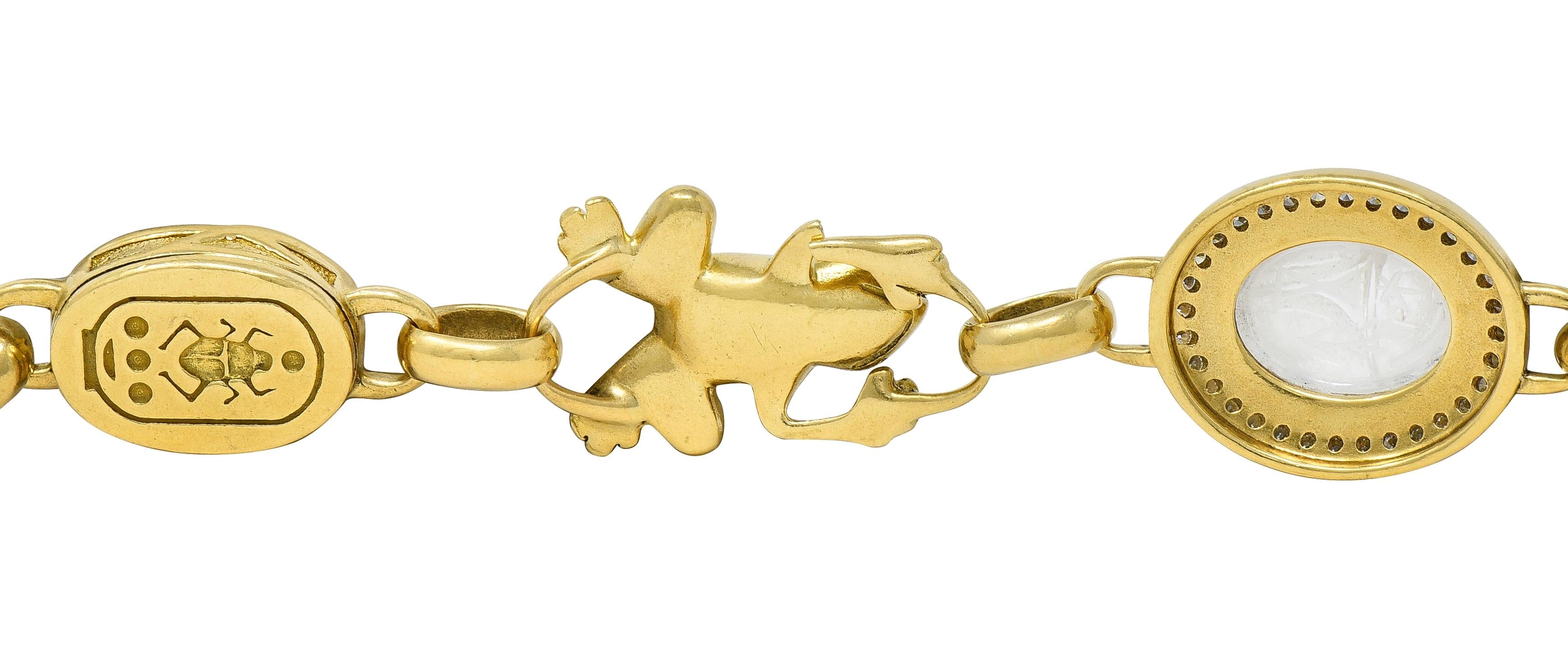 Robert Clerc Contemporary Diamond Quartz 18K Yellow Gold Egyptian Bracelet