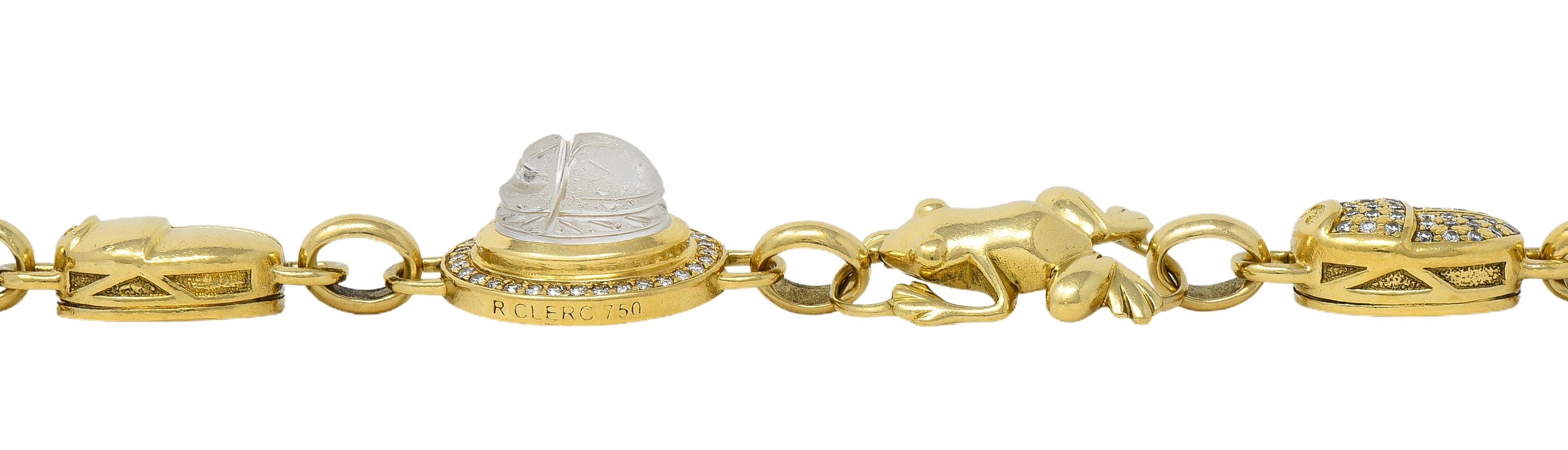 Robert Clerc Contemporary Diamond Quartz 18K Yellow Gold Egyptian Bracelet