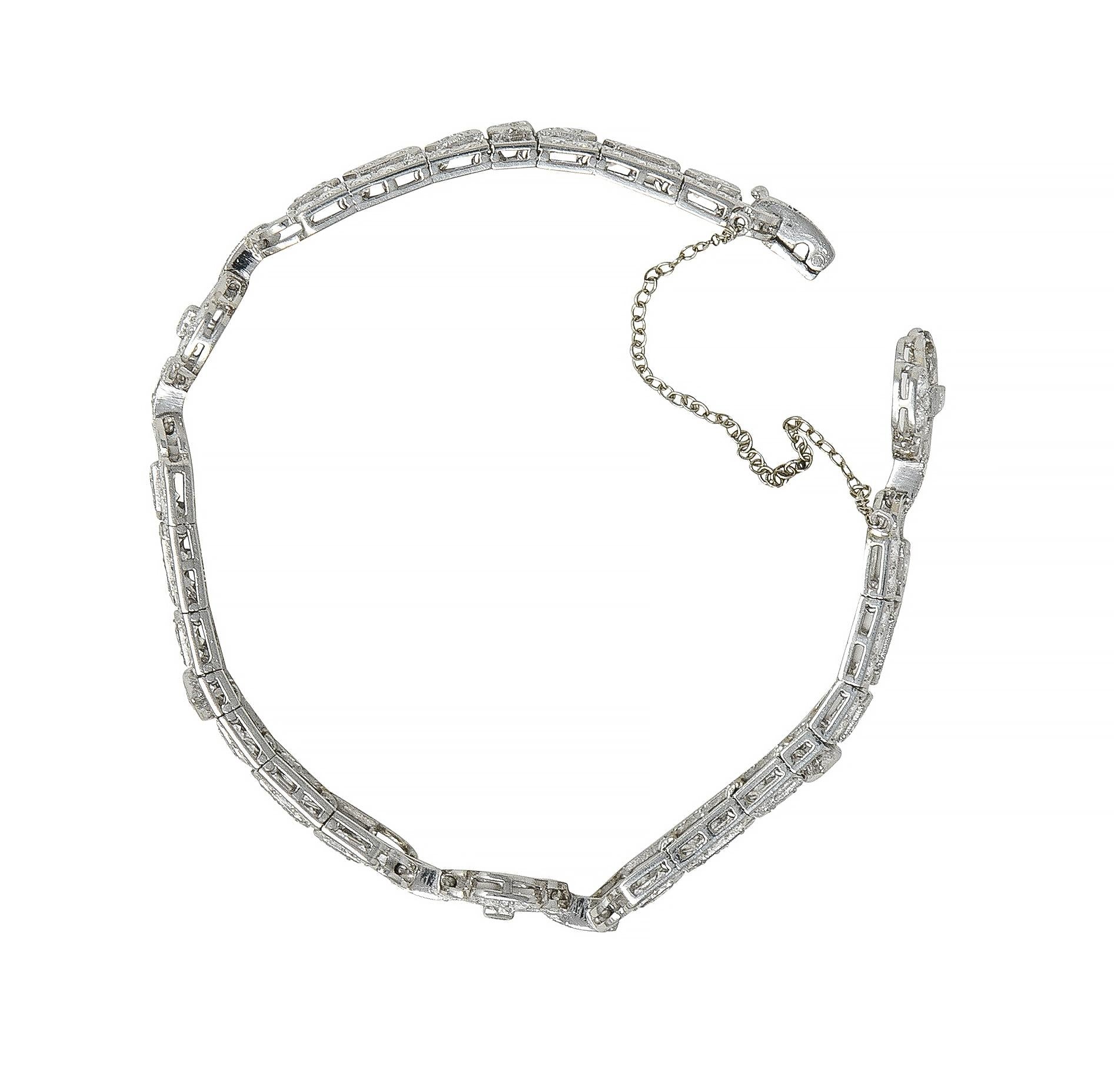 Waslikoff Art Deco 9.45 CTW Diamond Platinum Geometric Vintage Line Bracelet