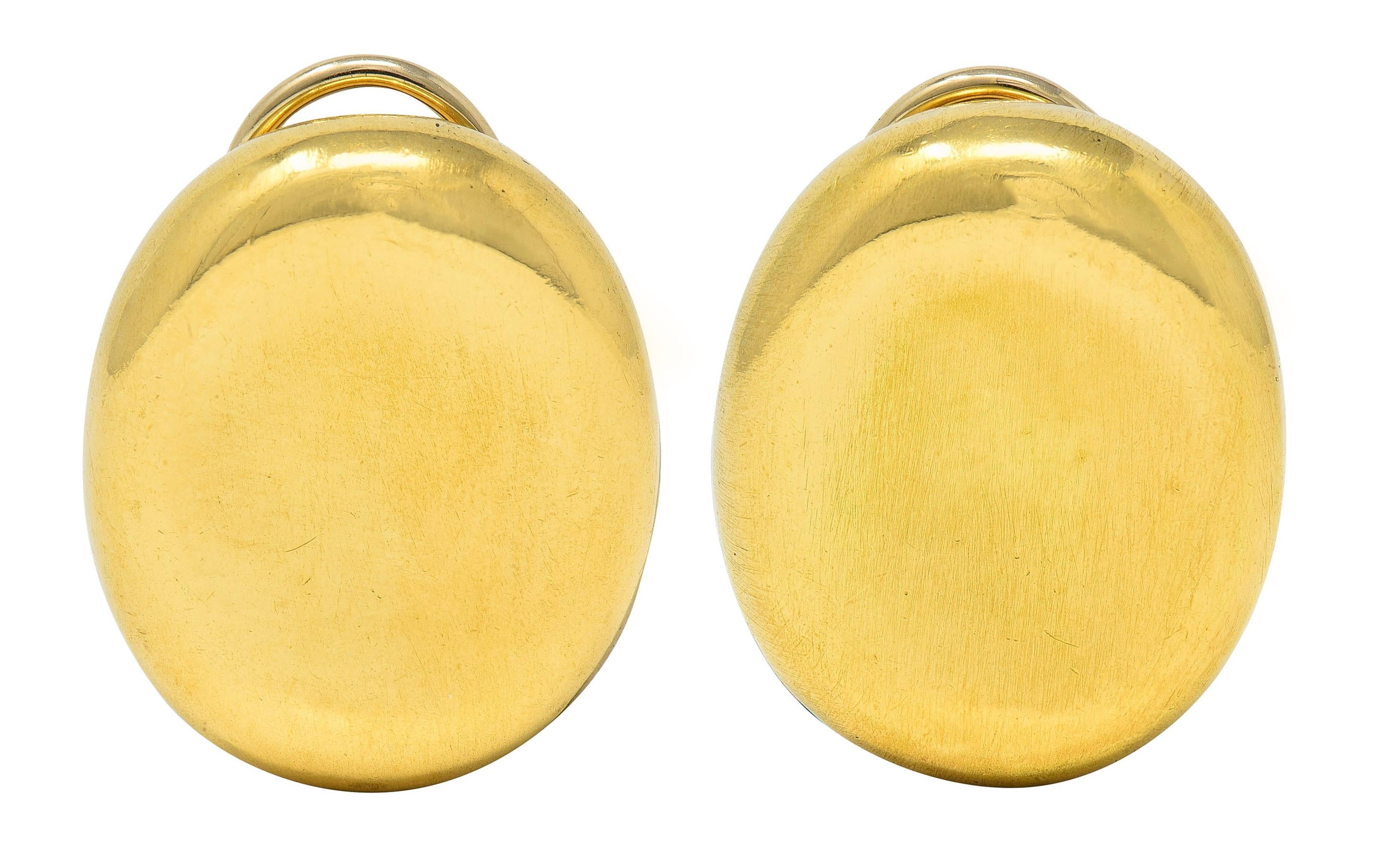 Angela Cummings 1989 18 Karat Yellow Gold Vintage Oval Ear-Clip Earrings