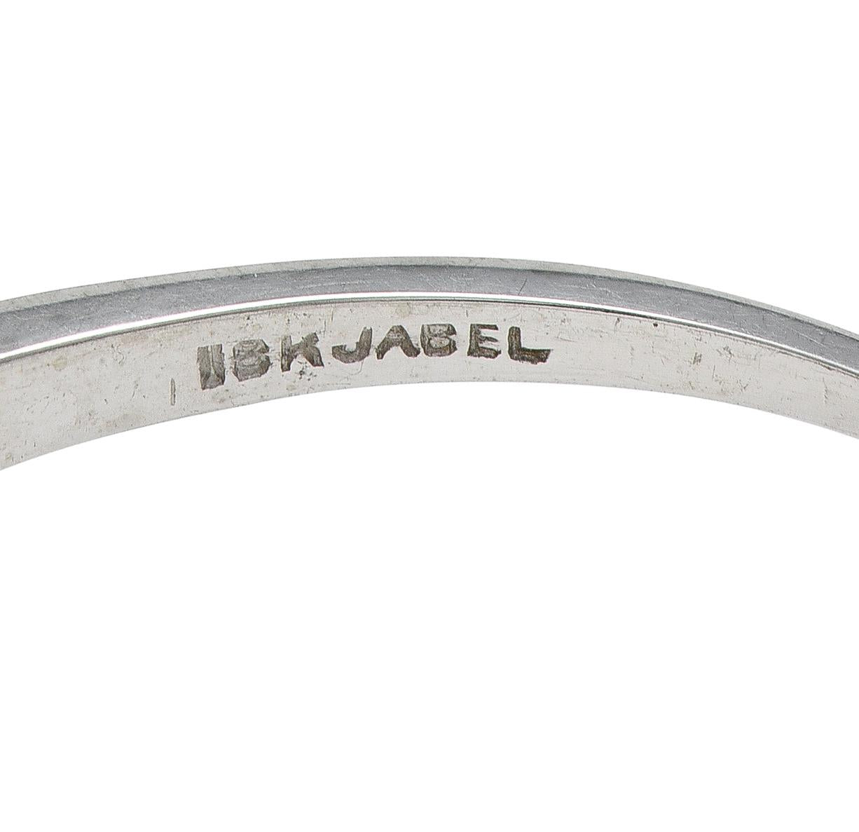 Jabel Art Deco European Diamond 18K White Gold Vintage Foliate Engagement Ring