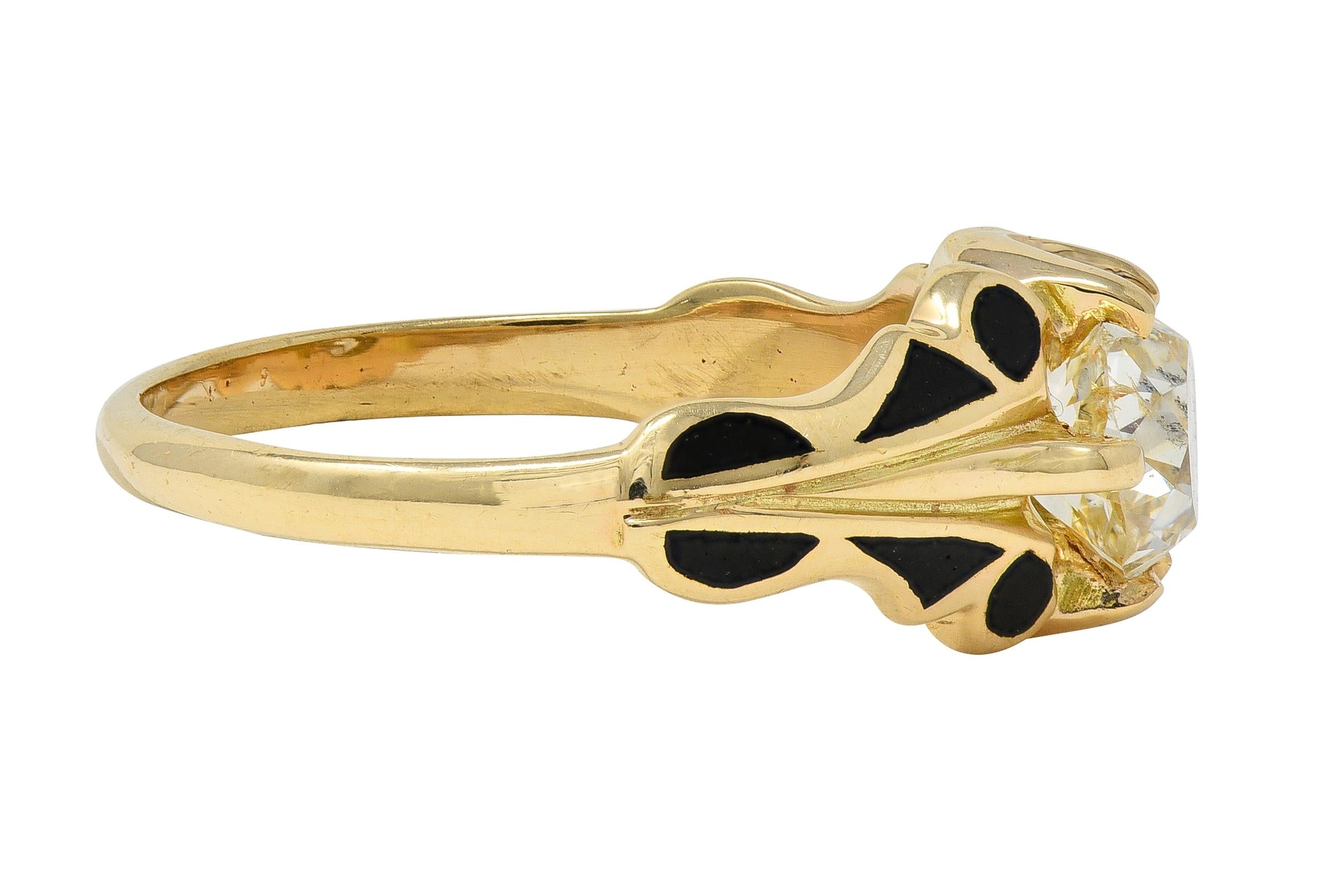 Art Deco 1.03 CTW Old Mine Diamond 14K Gold Antique Belcher Engagement Ring