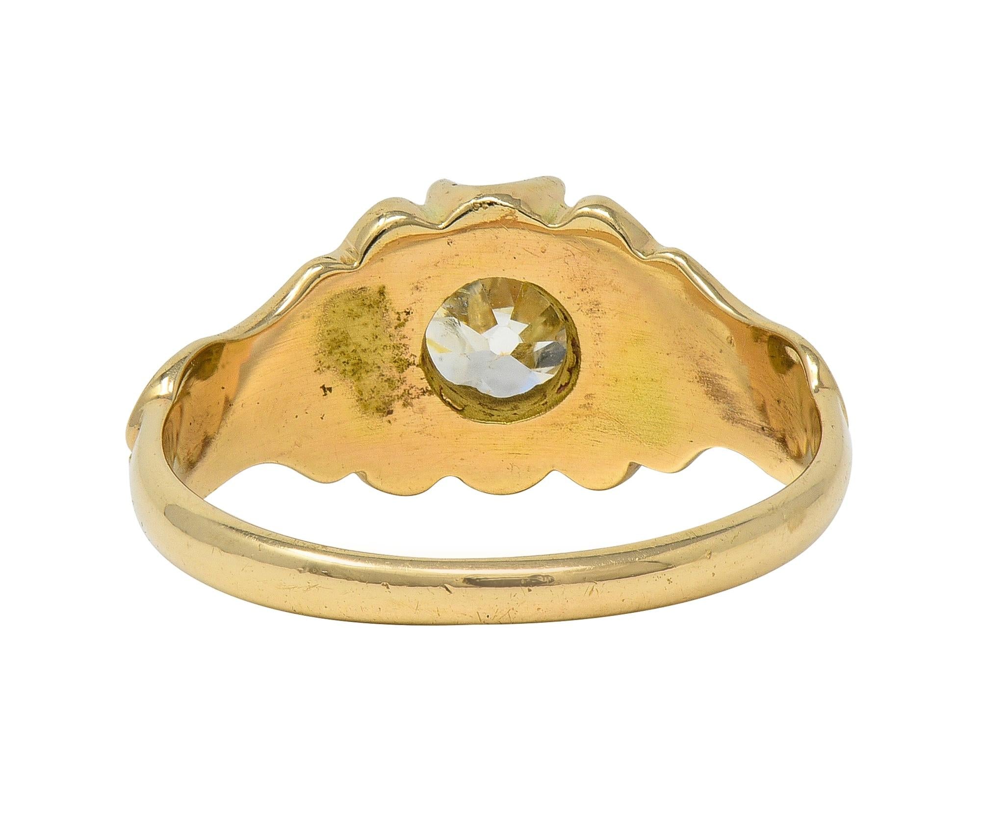 Art Deco 1.03 CTW Old Mine Diamond 14K Gold Antique Belcher Engagement Ring