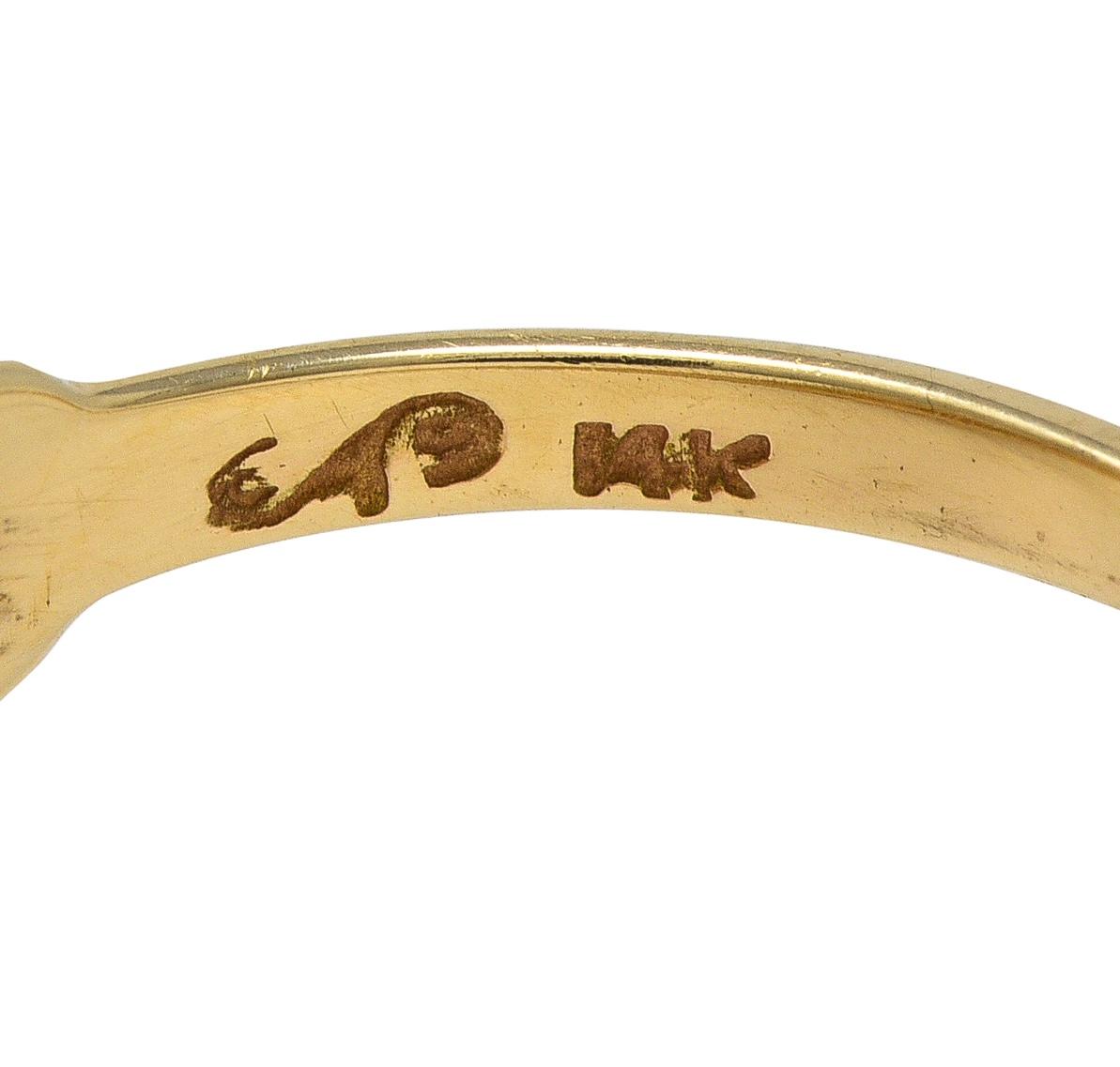 Art Deco 1.03 CTW Old Mine Diamond 14K Gold Antique Belcher Engagement Ring