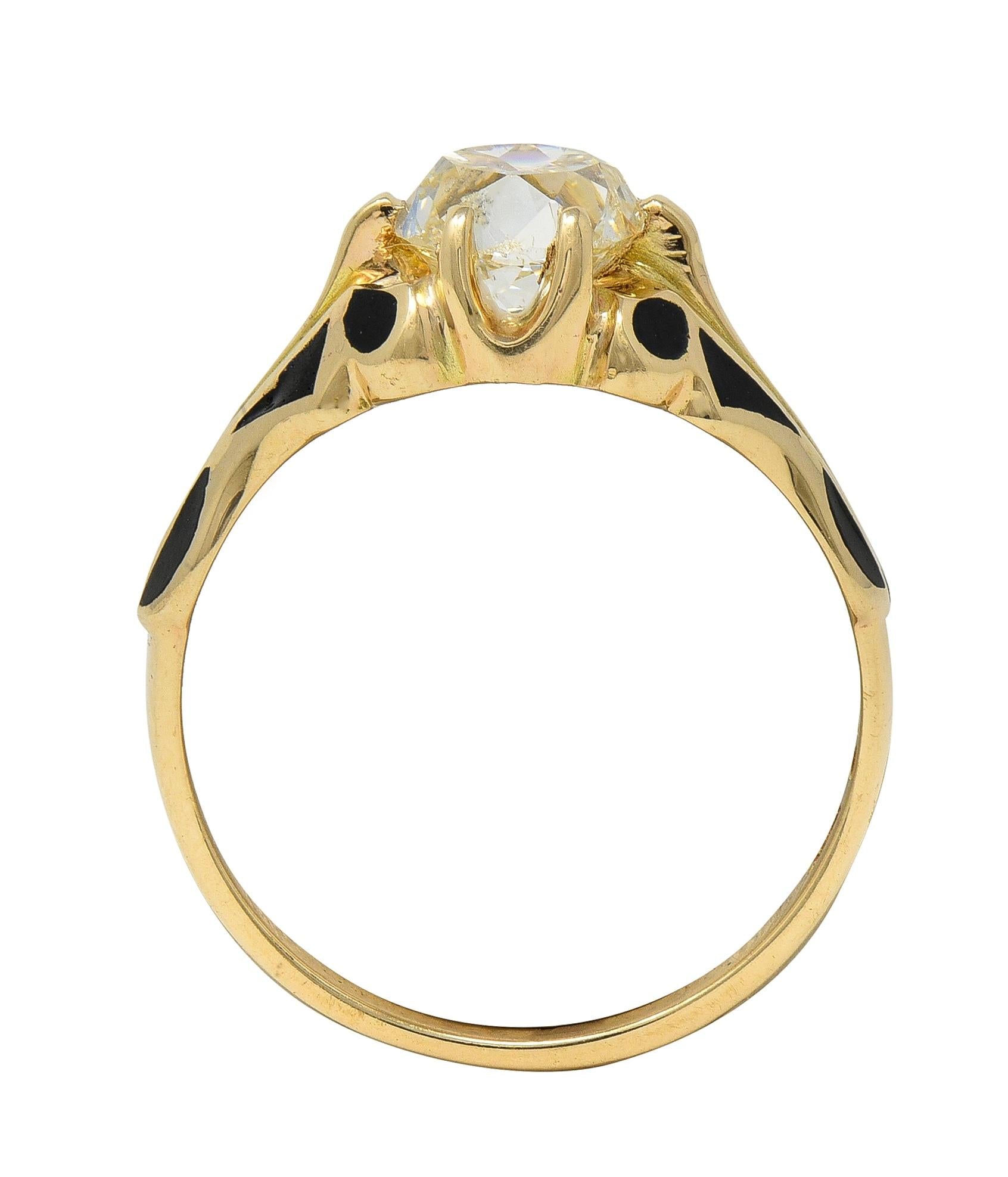 Art Deco 1.03 CTW Old Mine Diamond 14K Gold Antique Belcher Engagement Ring