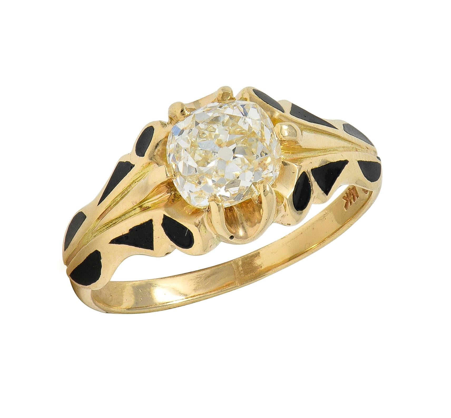 Art Deco 1.03 CTW Old Mine Diamond 14K Gold Antique Belcher Engagement Ring