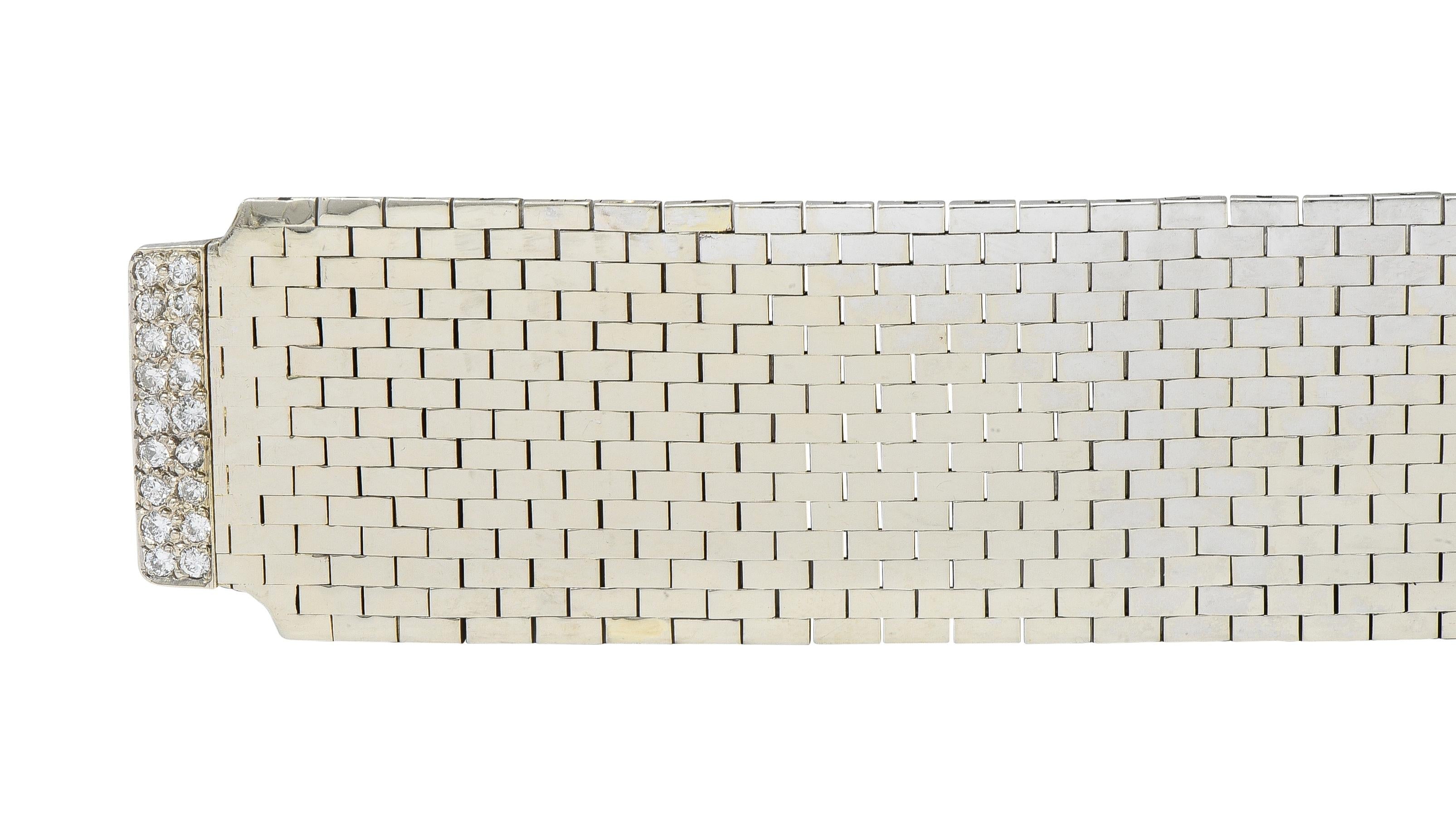 Bailey Banks & Biddle Retro Diamond 14K Gold Vintage Mesh Buckle Bracelet