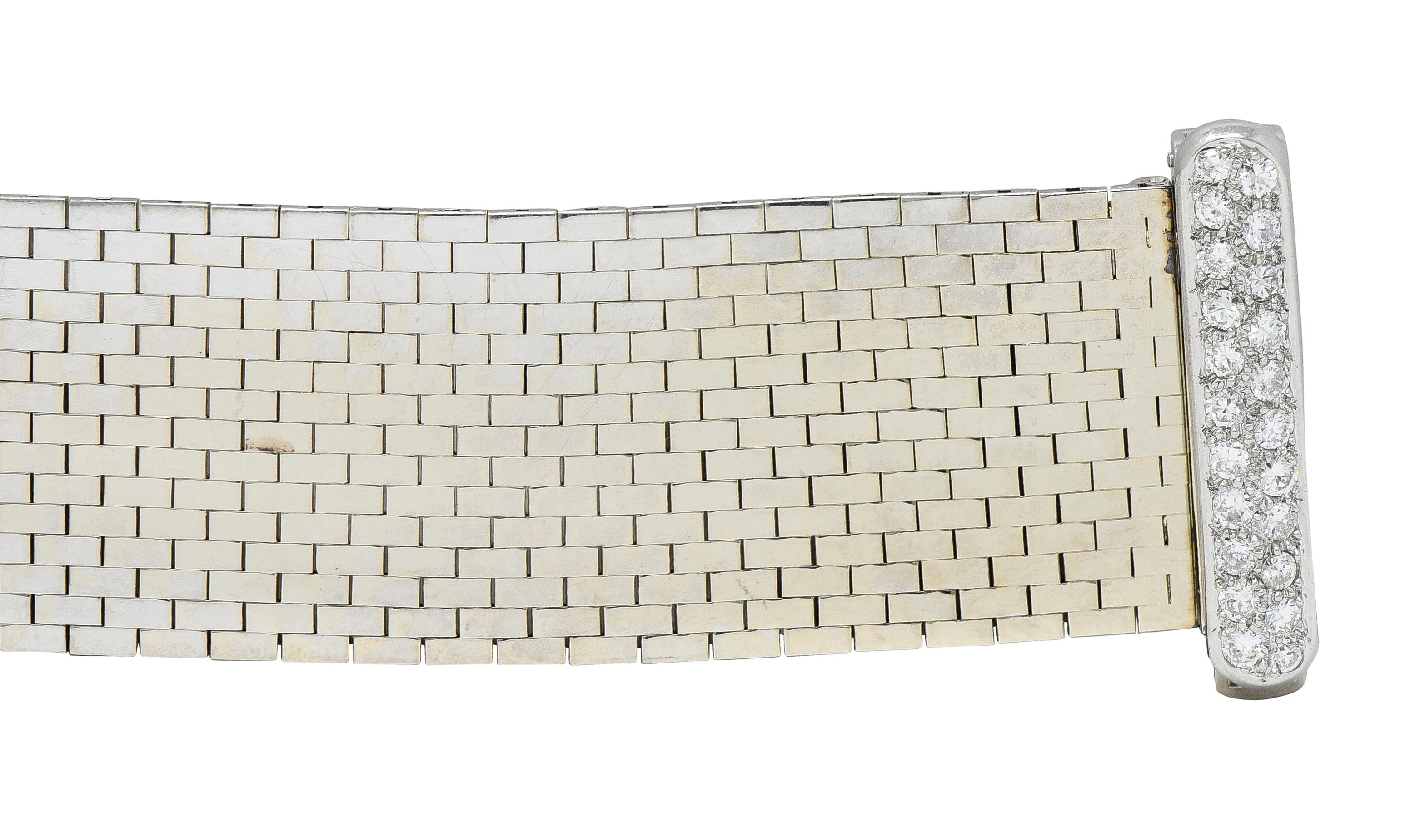 Bailey Banks & Biddle Retro Diamond 14K Gold Vintage Mesh Buckle Bracelet