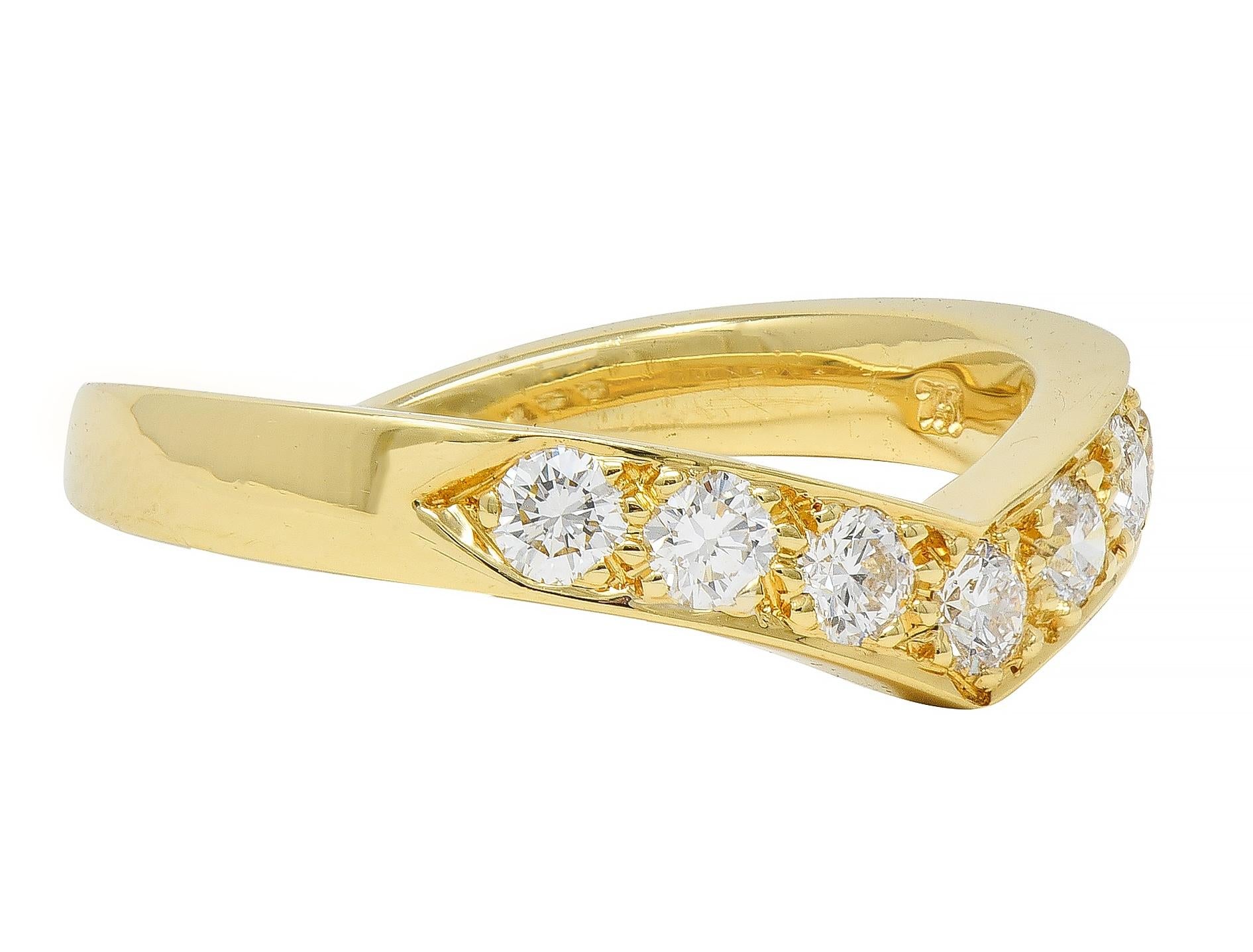 Tiffany & Co. Diamond 18 Karat Yellow Gold Chevron Contour V Band Ring