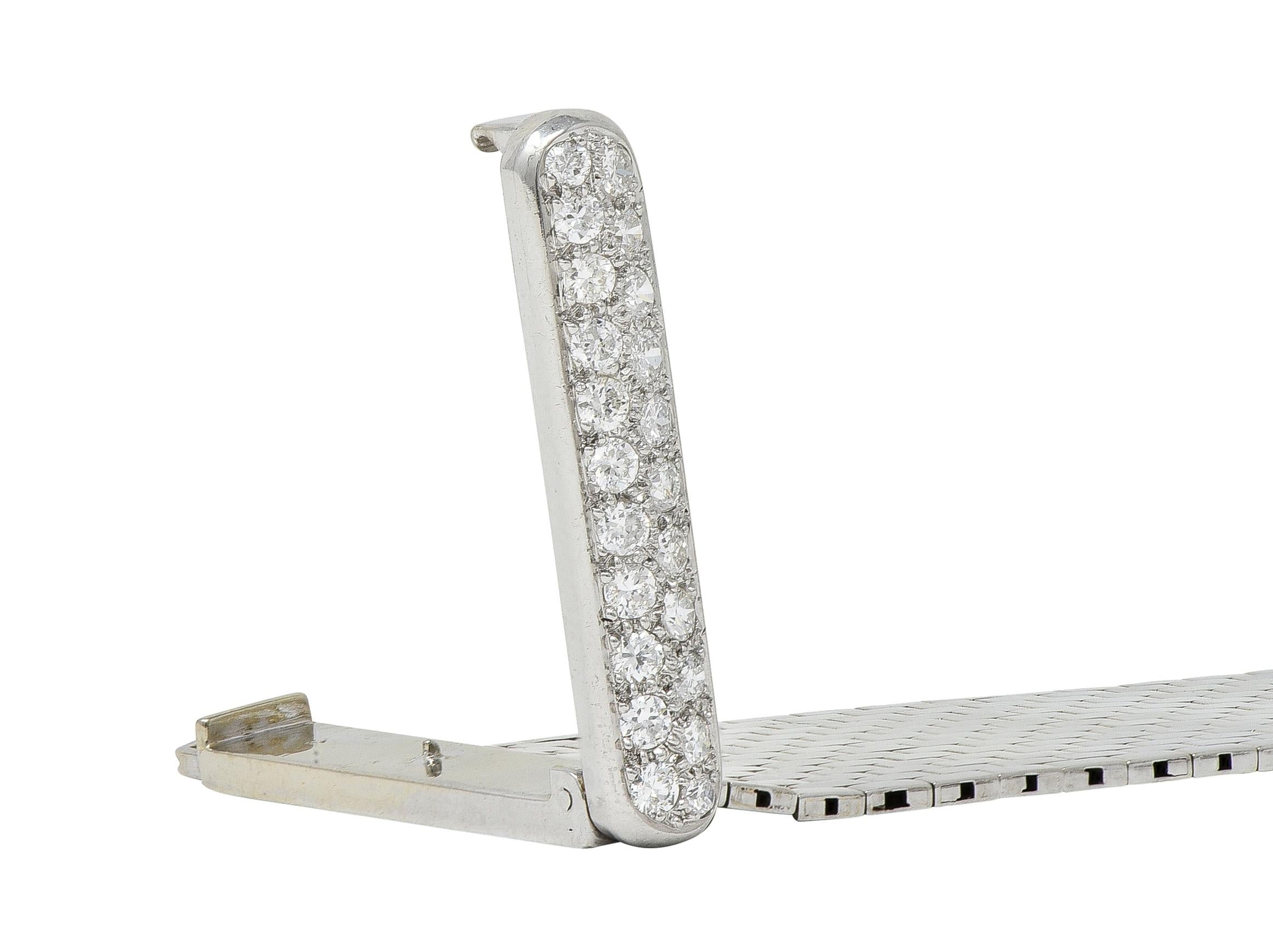 Bailey Banks & Biddle Retro Diamond 14K Gold Vintage Mesh Buckle Bracelet