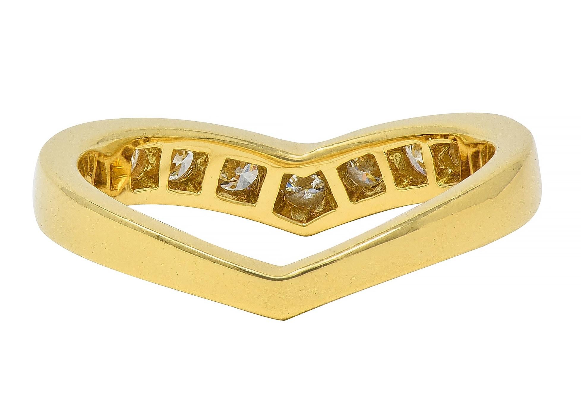Tiffany & Co. Diamond 18 Karat Yellow Gold Chevron Contour V Band Ring