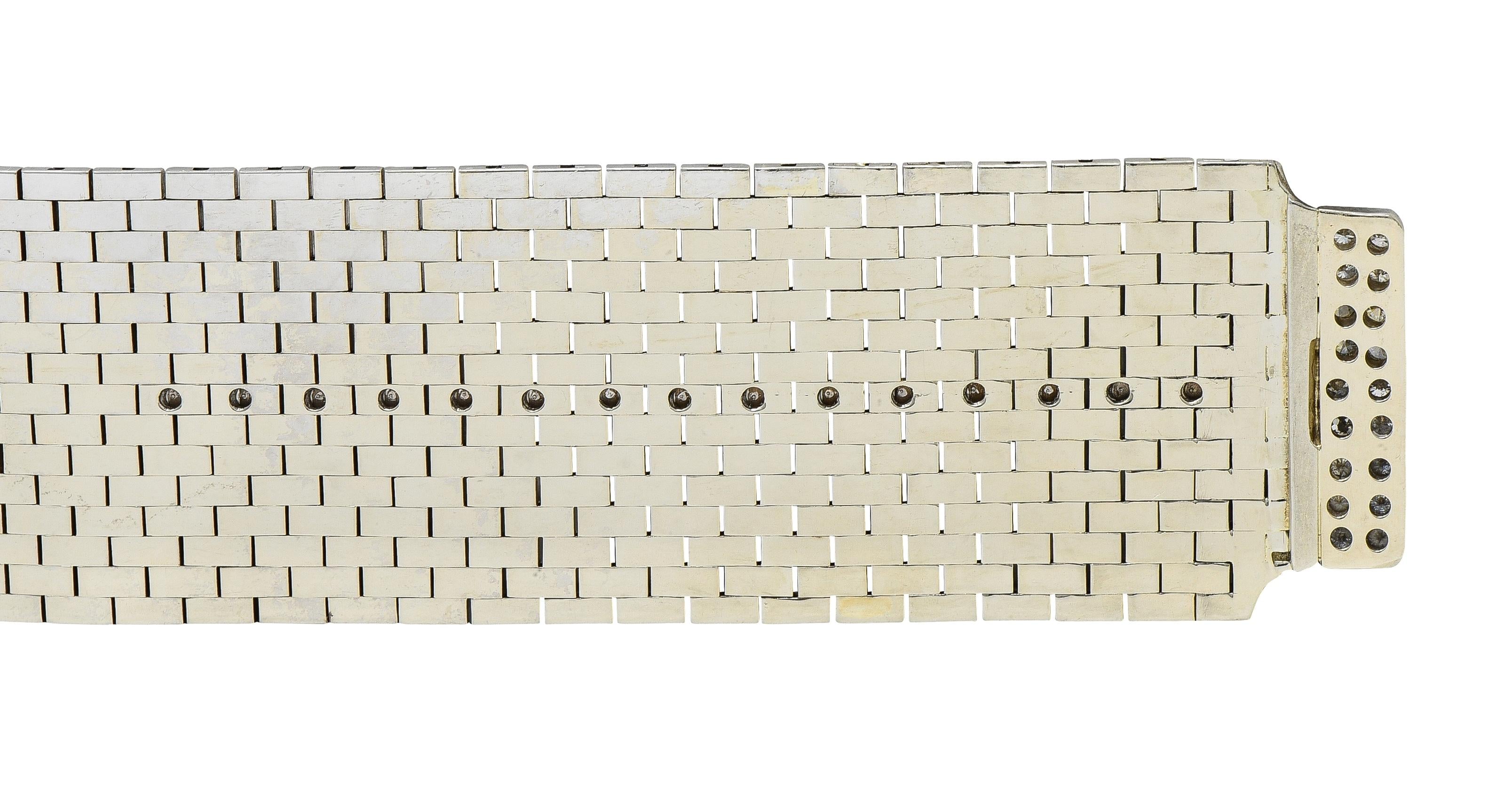 Bailey Banks & Biddle Retro Diamond 14K Gold Vintage Mesh Buckle Bracelet