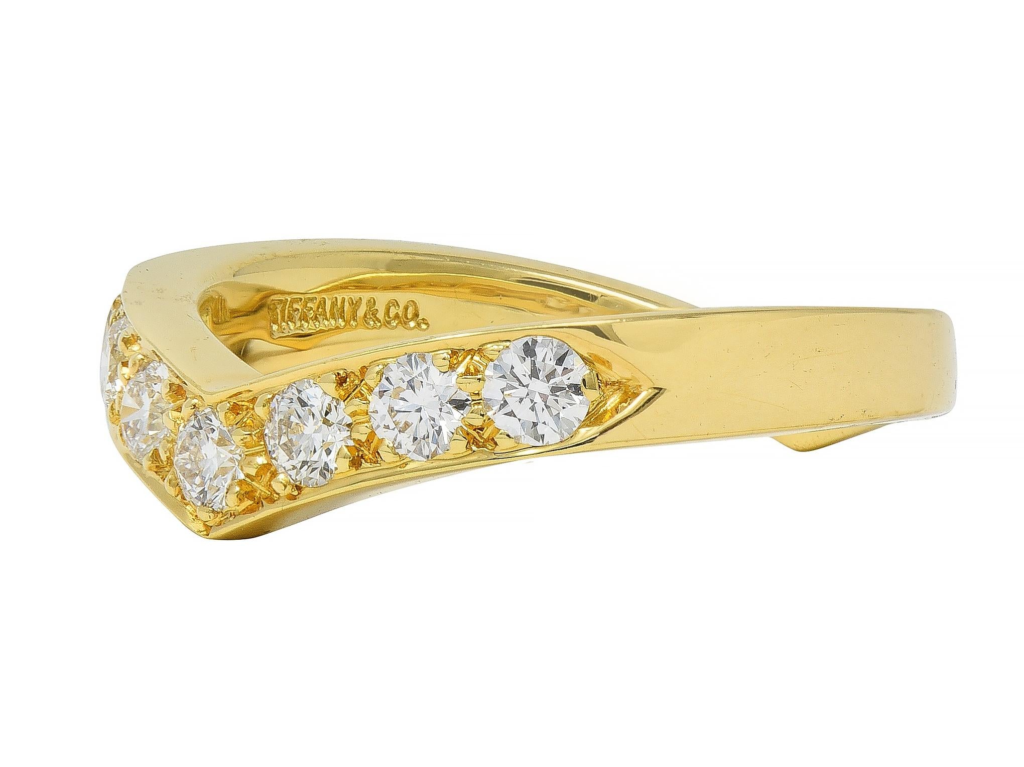 Tiffany & Co. Diamond 18 Karat Yellow Gold Chevron Contour V Band Ring
