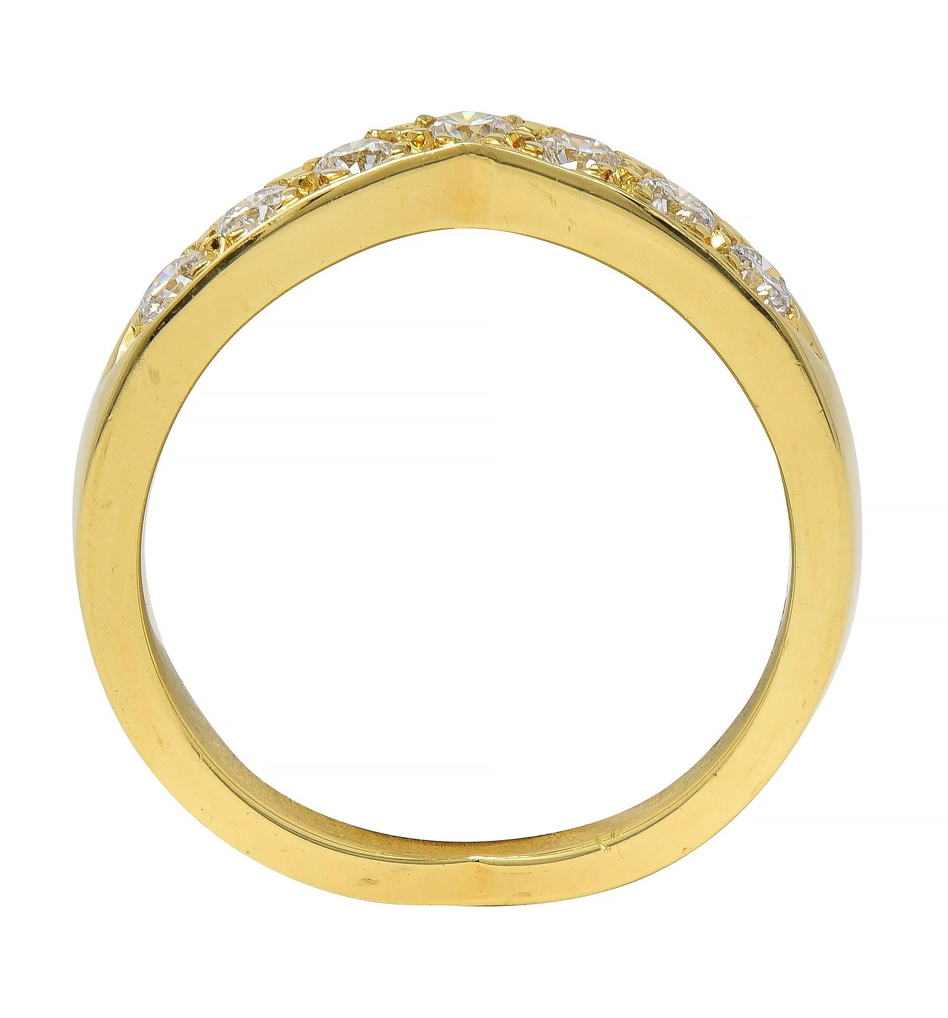 Tiffany & Co. Diamond 18 Karat Yellow Gold Chevron Contour V Band Ring