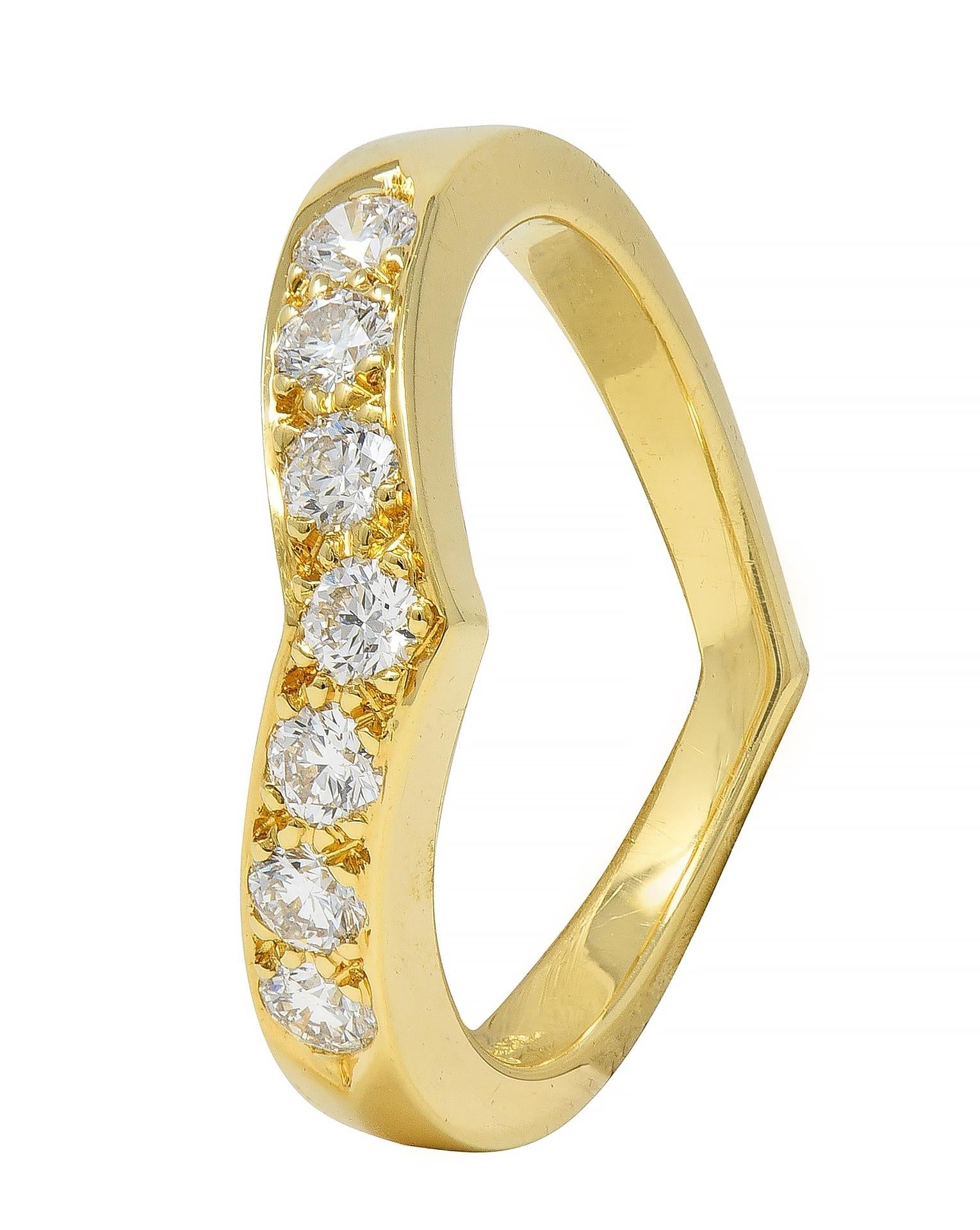 Tiffany & Co. Diamond 18 Karat Yellow Gold Chevron Contour V Band Ring