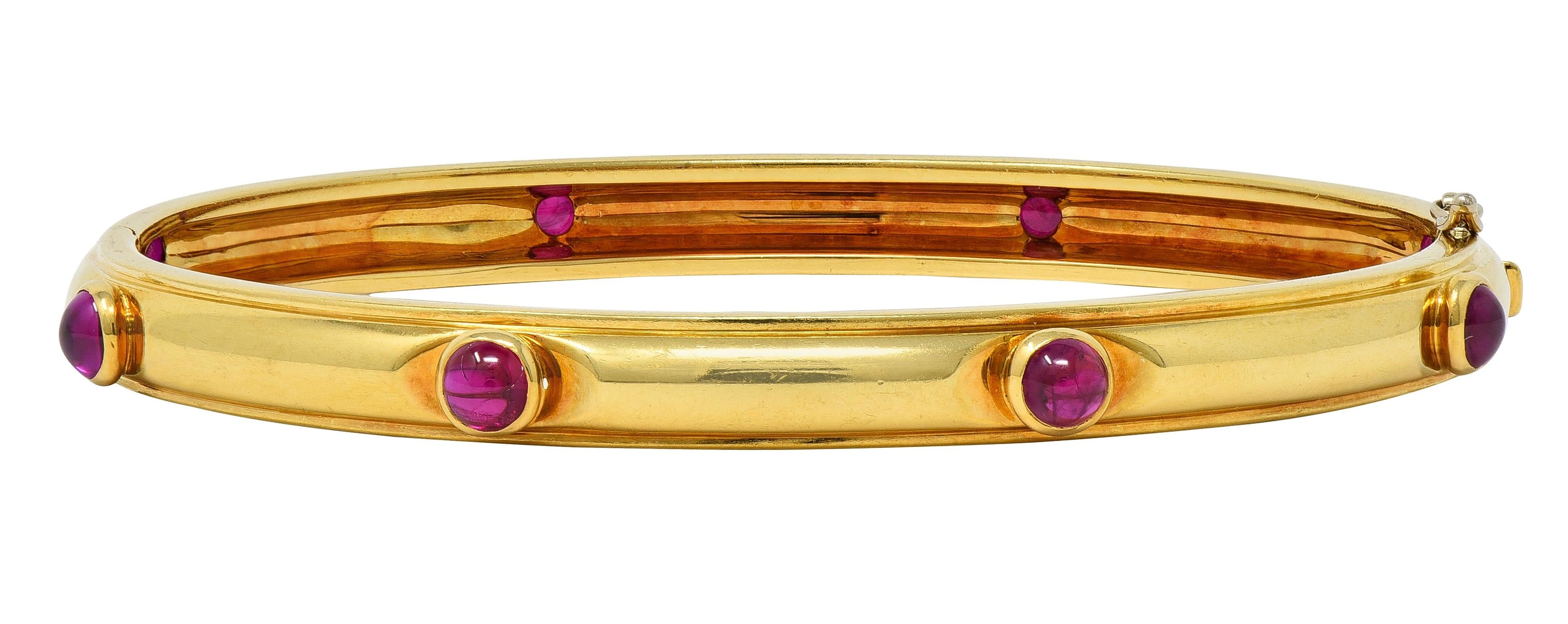 Tiffany & Co. 1960's 2.00 CTW Ruby 18 Karat Yellow Gold Vintage Bangle Bracelet