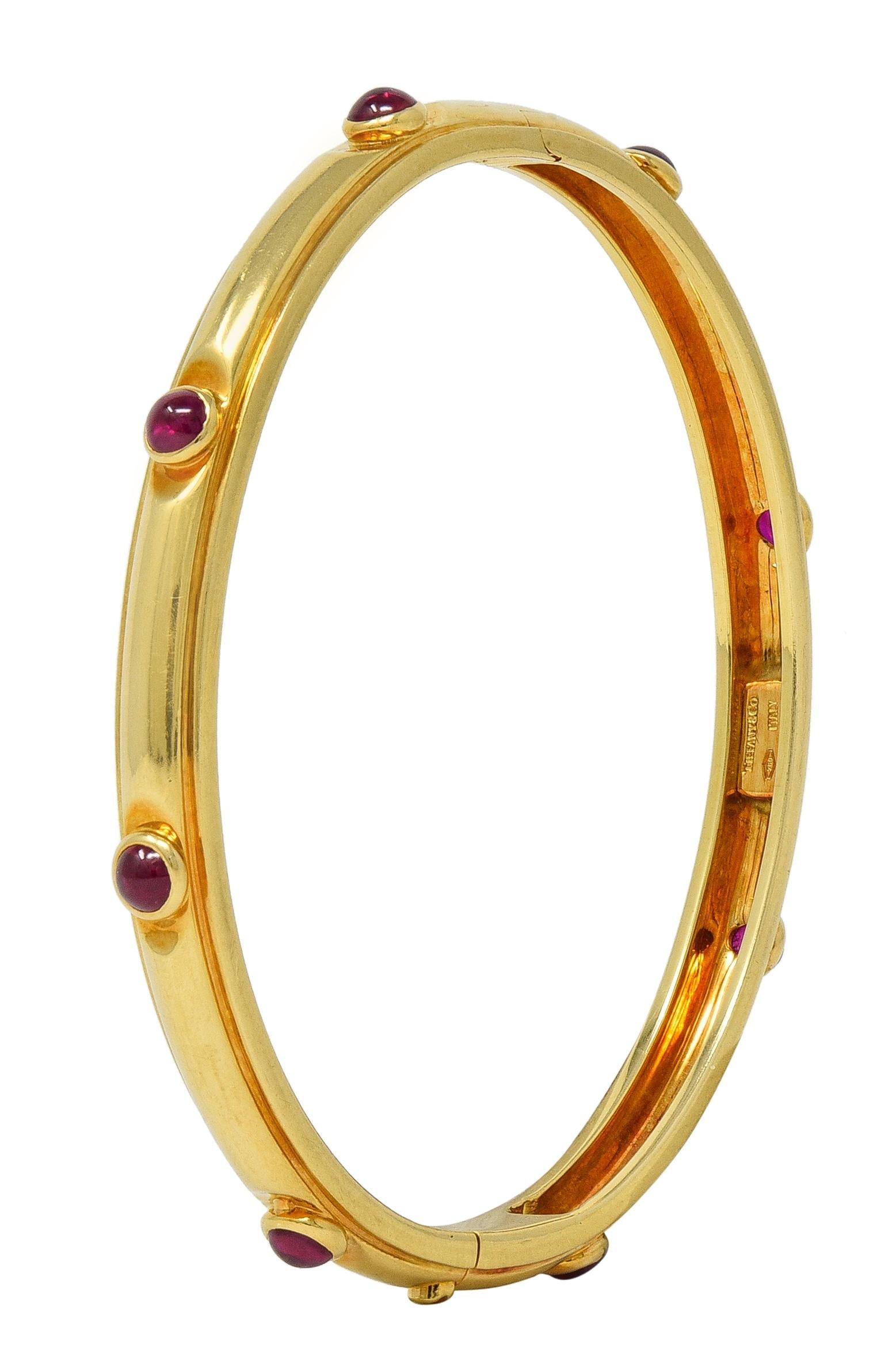 Tiffany & Co. 1960's 2.00 CTW Ruby 18 Karat Yellow Gold Vintage Bangle Bracelet