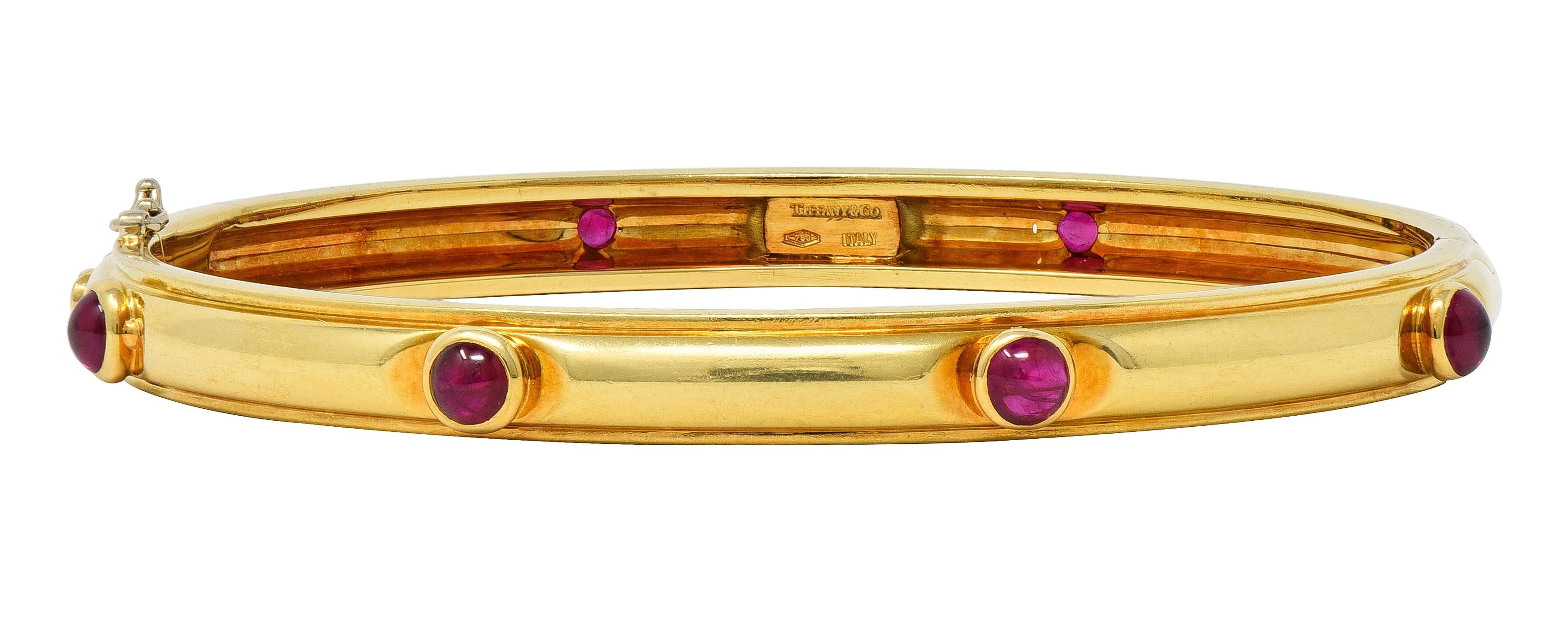 Tiffany & Co. 1960's 2.00 CTW Ruby 18 Karat Yellow Gold Vintage Bangle Bracelet
