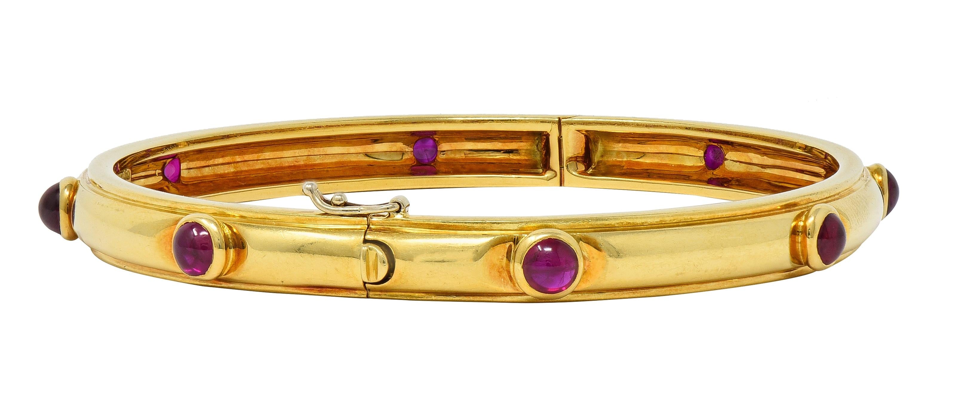 Tiffany & Co. 1960's 2.00 CTW Ruby 18 Karat Yellow Gold Vintage Bangle Bracelet