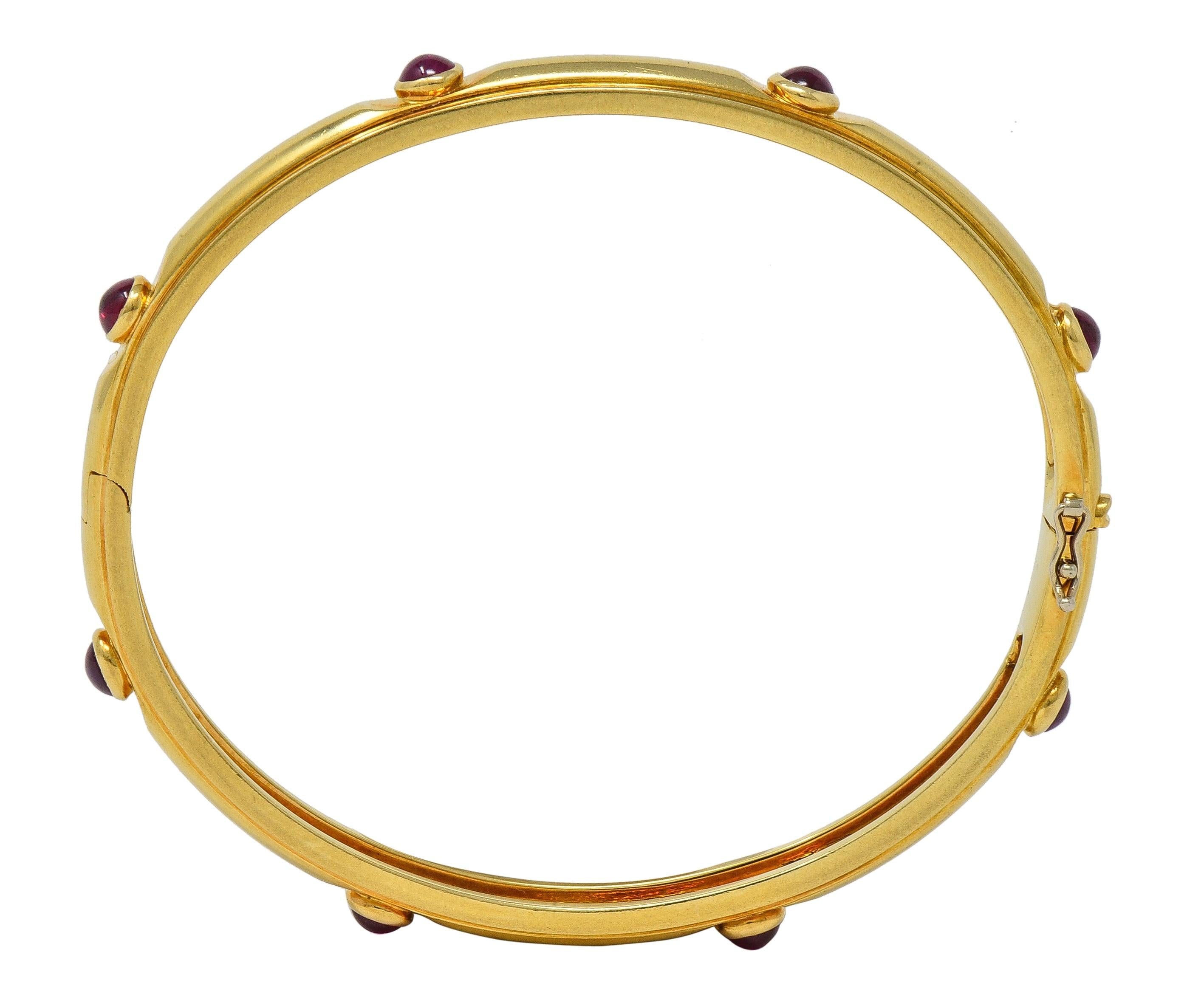 Tiffany & Co. 1960's 2.00 CTW Ruby 18 Karat Yellow Gold Vintage Bangle Bracelet