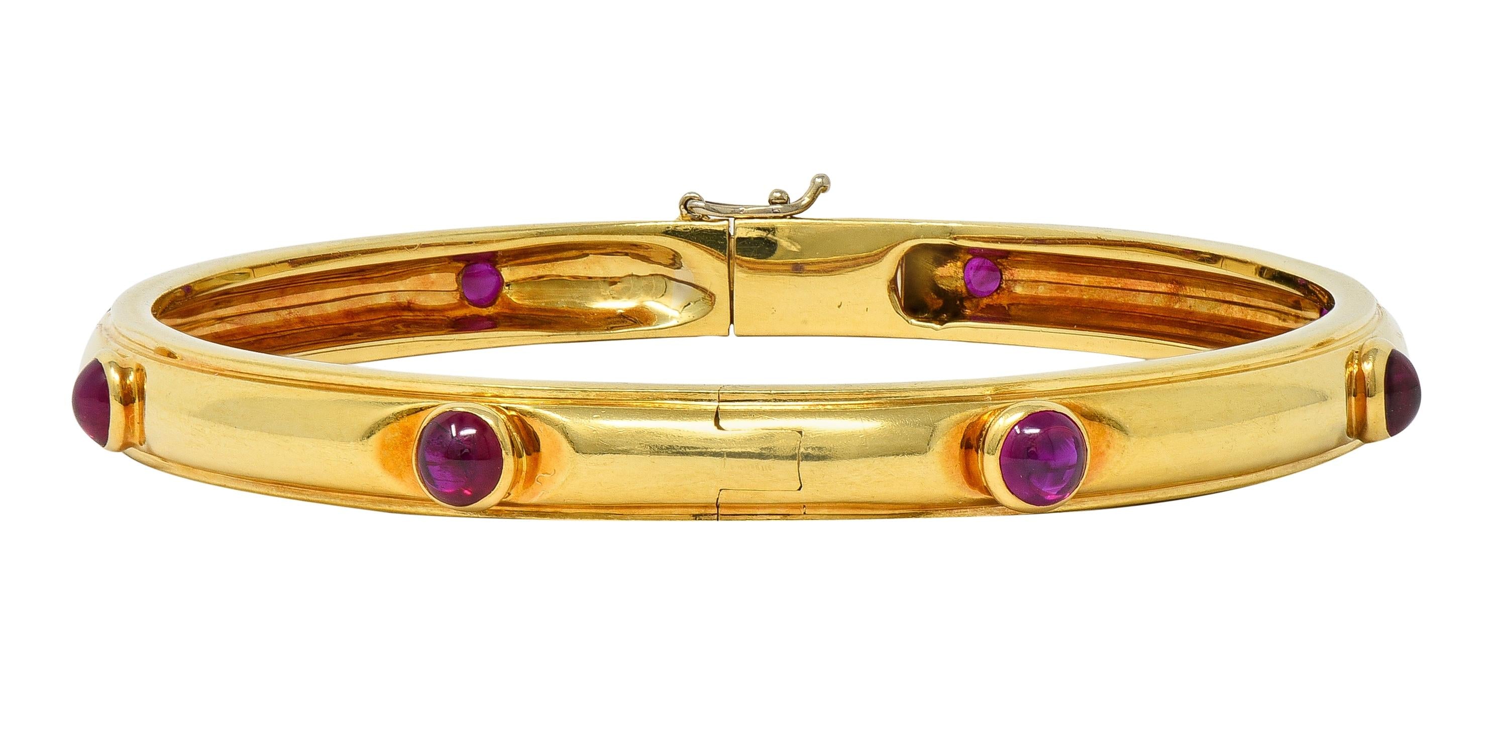 Tiffany & Co. 1960's 2.00 CTW Ruby 18 Karat Yellow Gold Vintage Bangle Bracelet