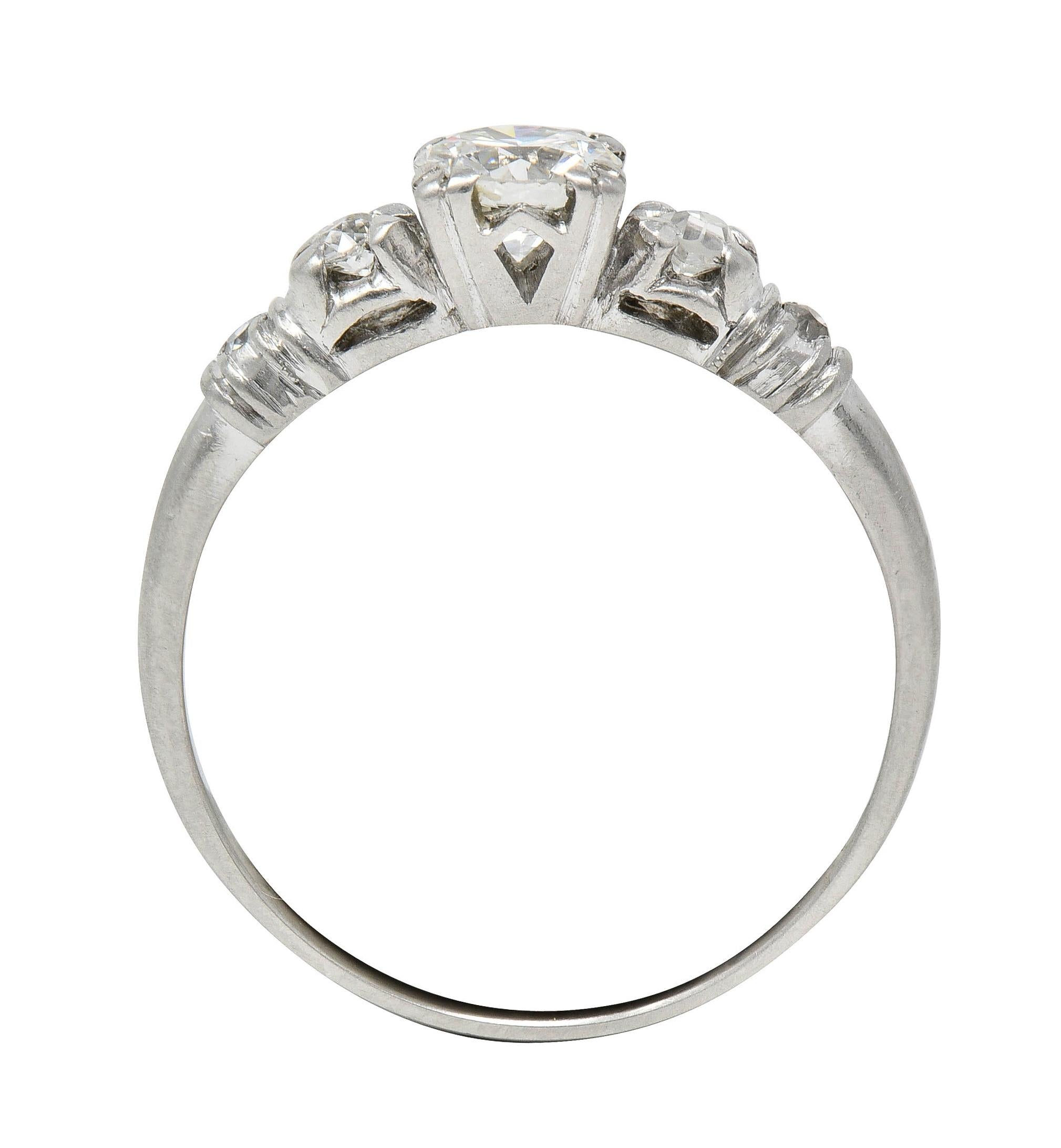 Mid-Century 0.55 CTW Diamond Platinum Five Stone Vintage Engagement Ring