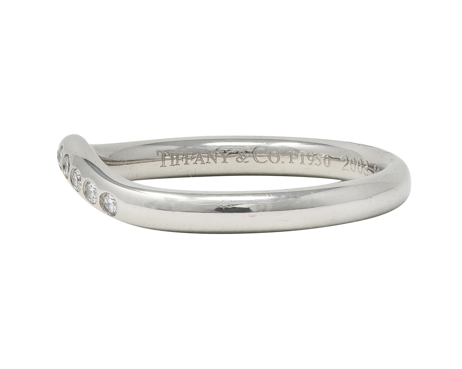 Elsa Peretti Tiffany & Co. 2003 Diamond Platinum Contour Wedding Band Ring