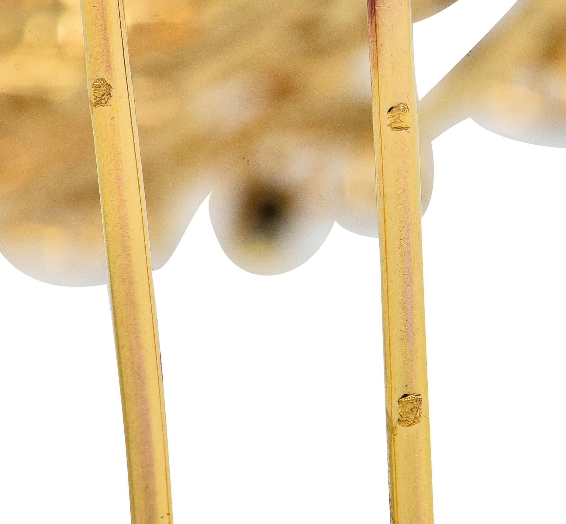 1950's French Multi-Gem Ruby Diamond 18 Karat Yellow Gold Vintage Peacock Brooch