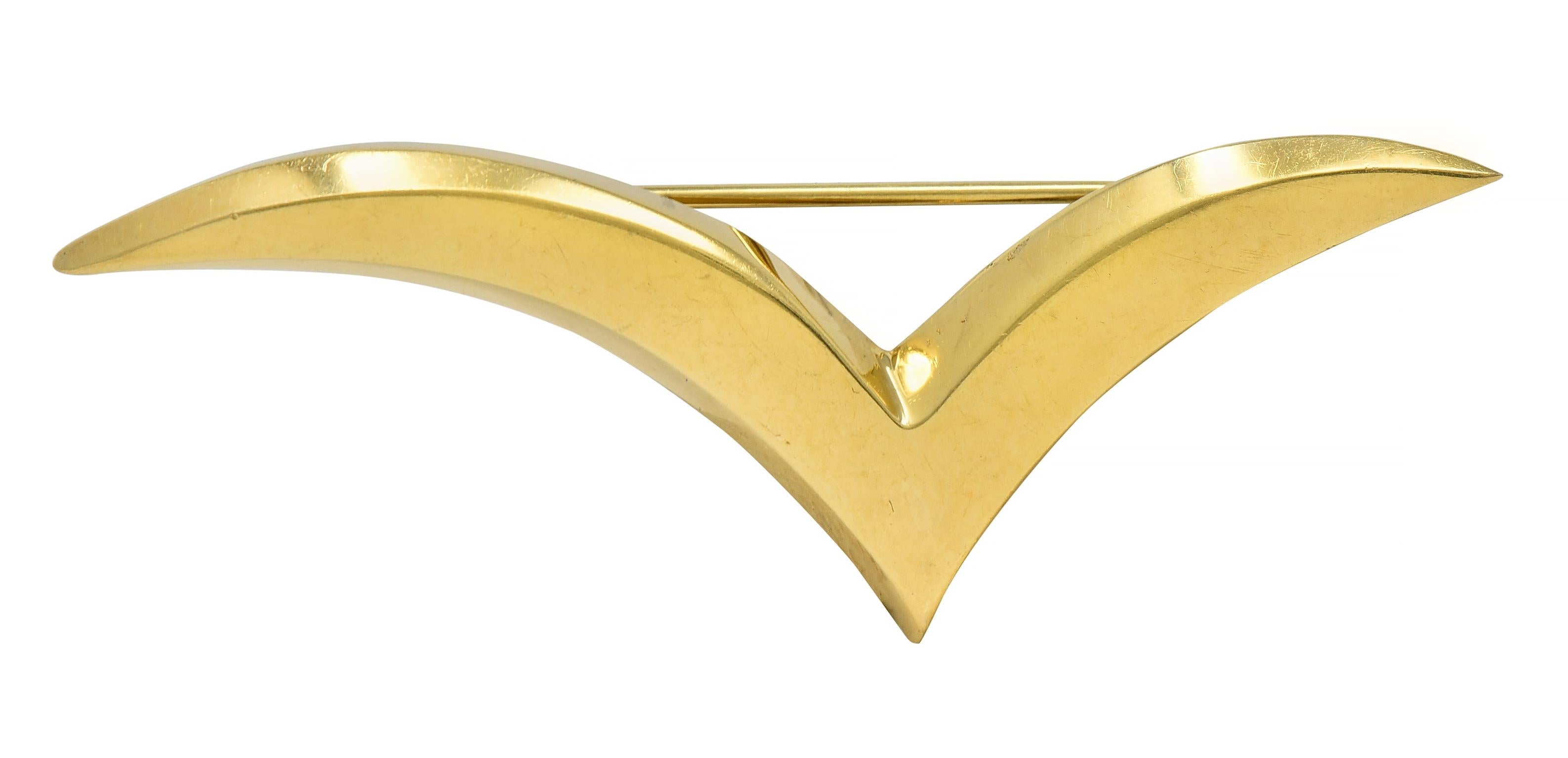 Tiffany & Co. 1980's 18 Karat Yellow Gold Vintage Seagull Brooch