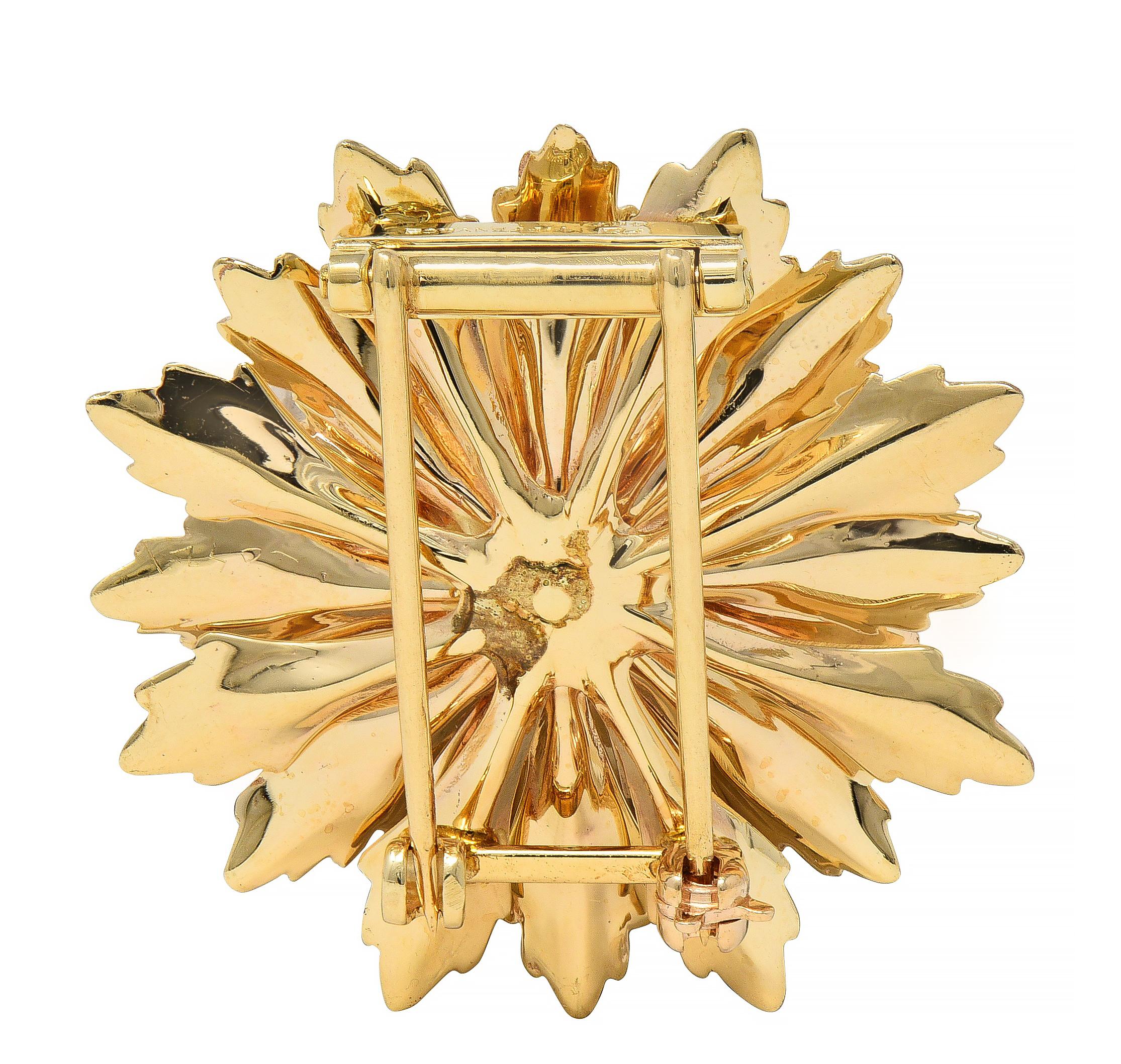 Tiffany & Co. 1960's 14 Karat Yellow Gold Vintage Chrysanthemum Flower Brooch