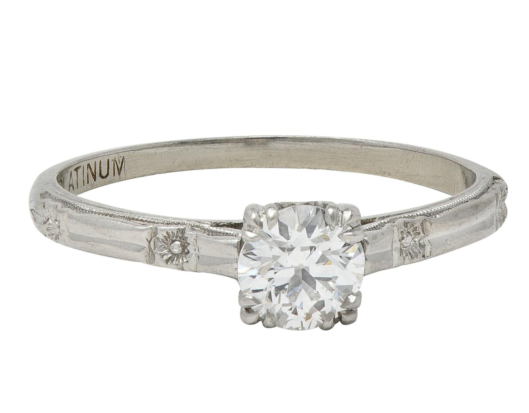 Art Deco 0.48 CTW Diamond Platinum Vintage Solitaire Engagement Ring