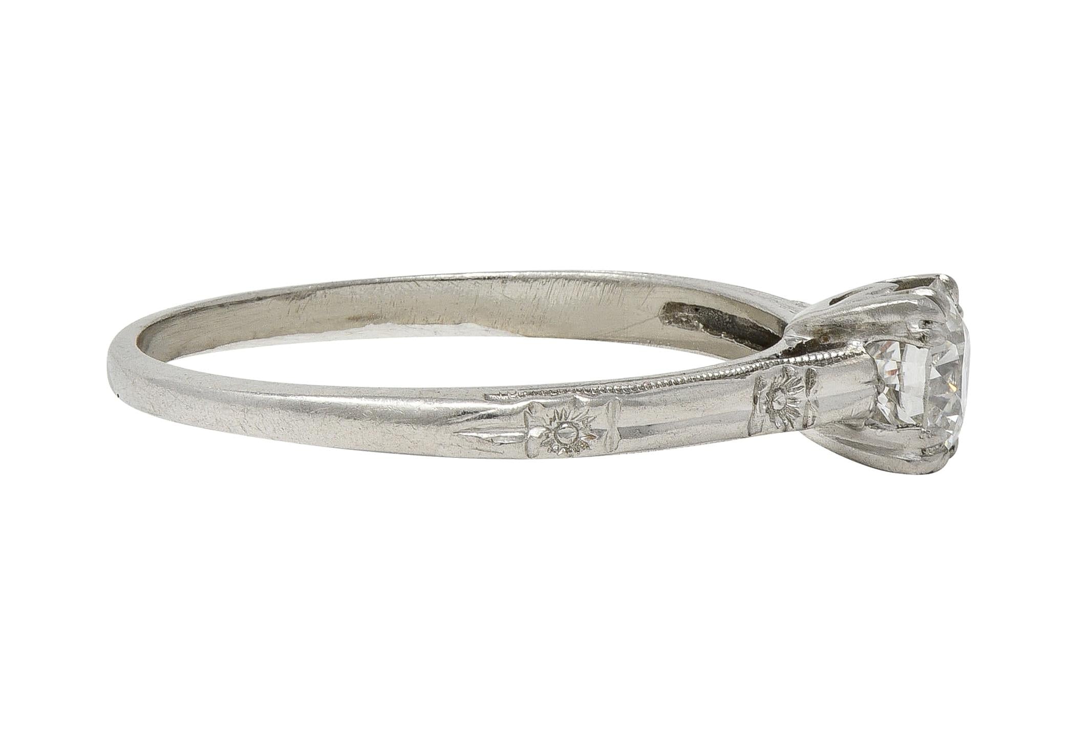 Art Deco 0.48 CTW Diamond Platinum Vintage Solitaire Engagement Ring