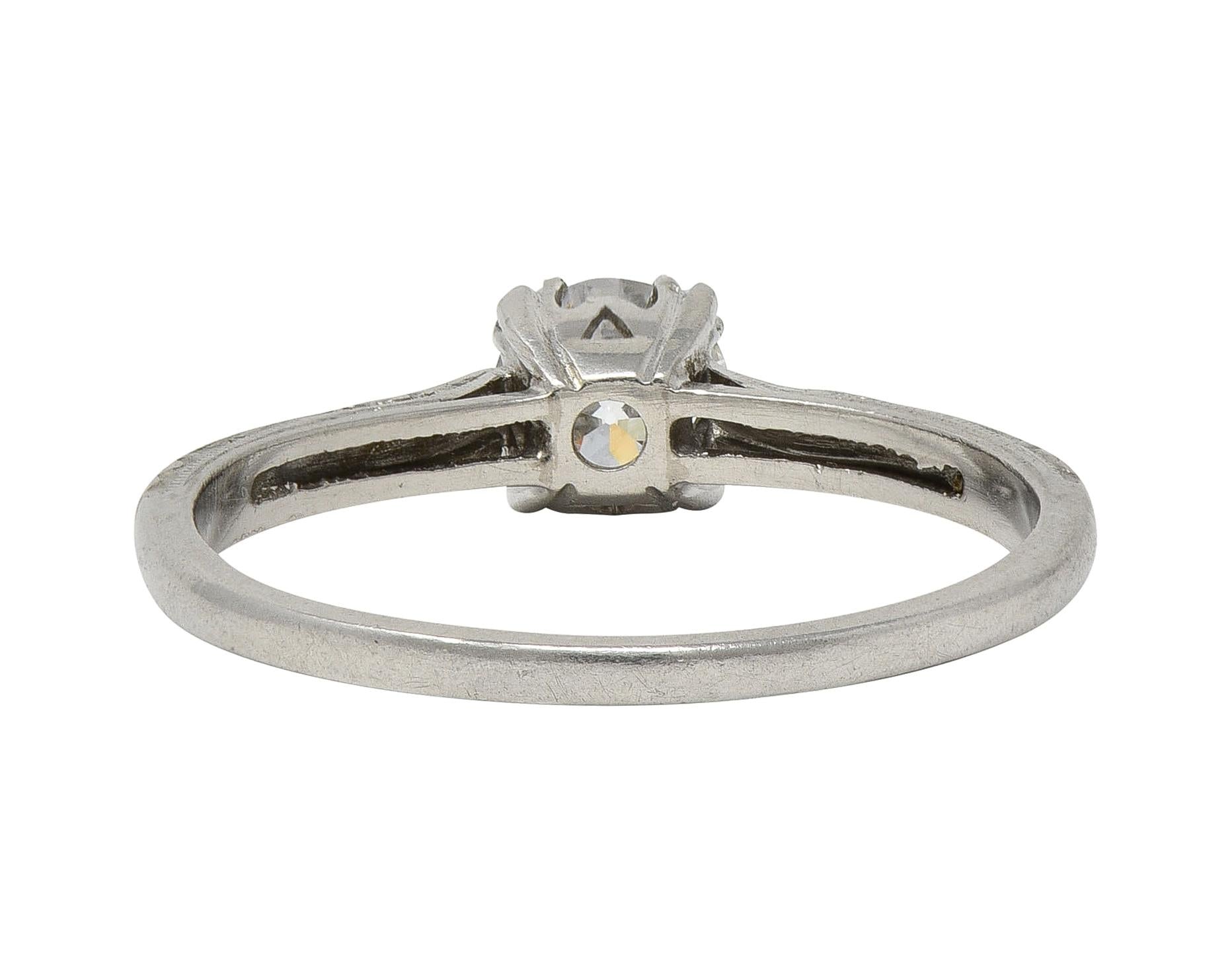 Art Deco 0.48 CTW Diamond Platinum Vintage Solitaire Engagement Ring