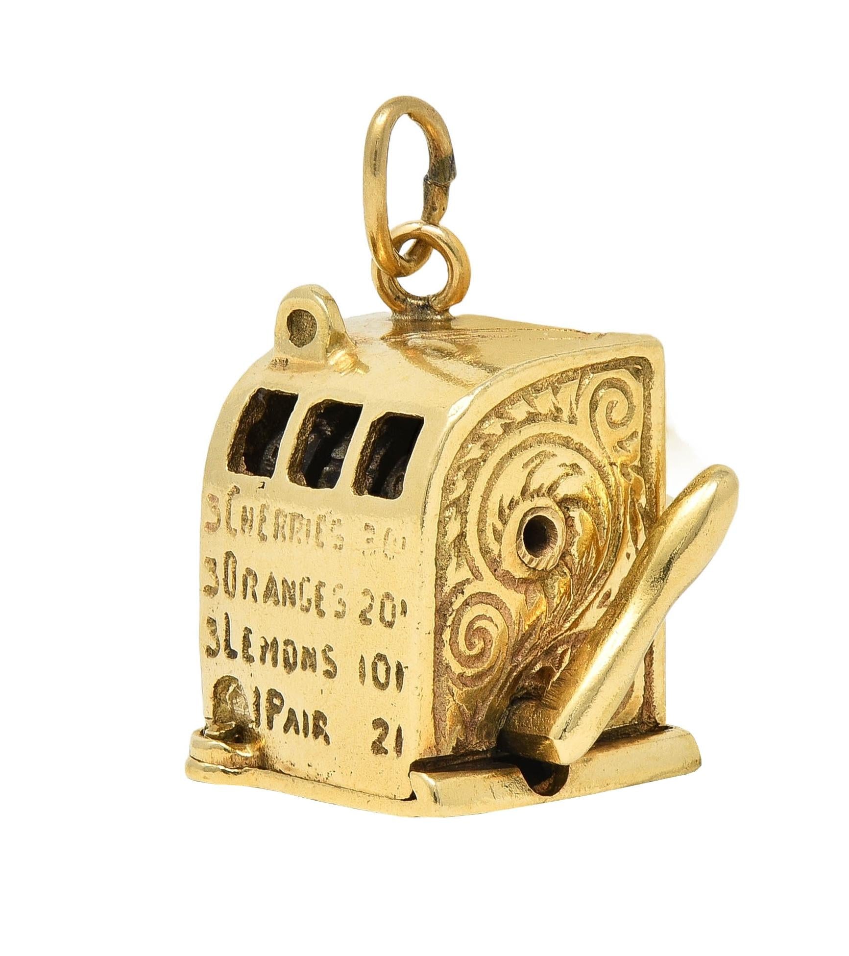 Retro 1940's Enamel 14 Karat Yellow Gold Slot Machine Vintage Charm
