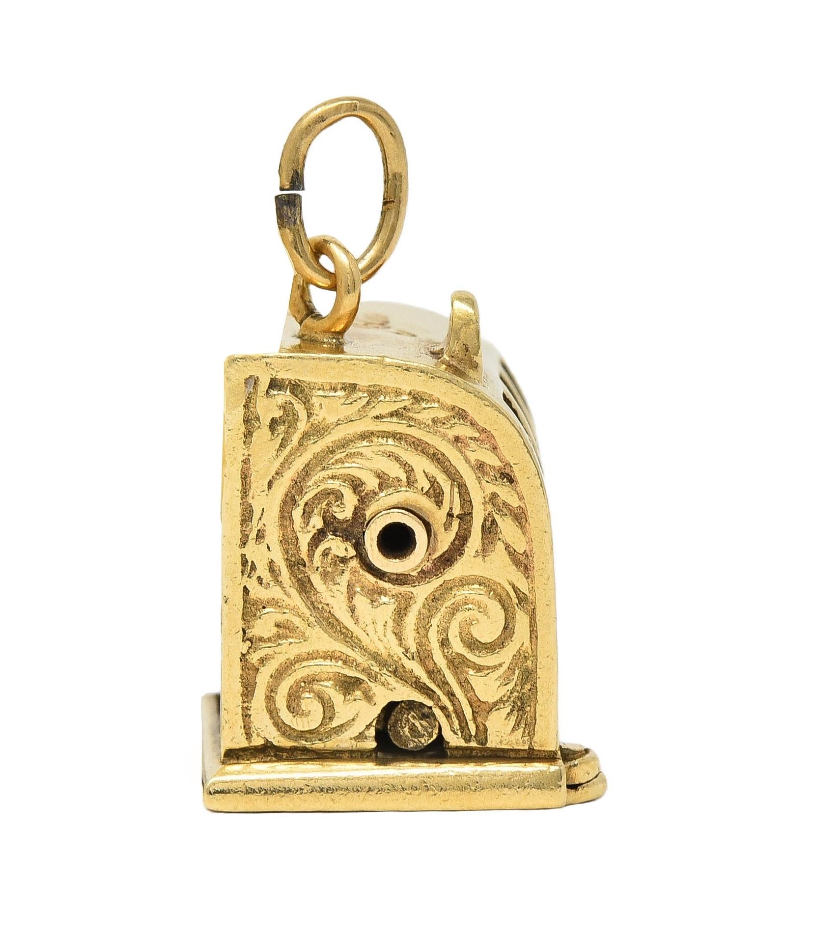 Retro 1940's Enamel 14 Karat Yellow Gold Slot Machine Vintage Charm
