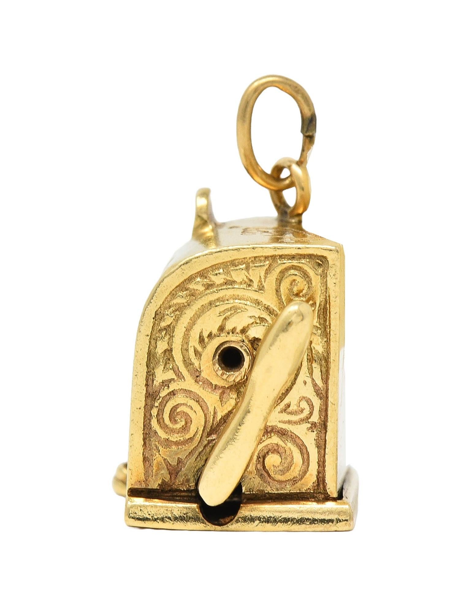 Retro 1940's Enamel 14 Karat Yellow Gold Slot Machine Vintage Charm