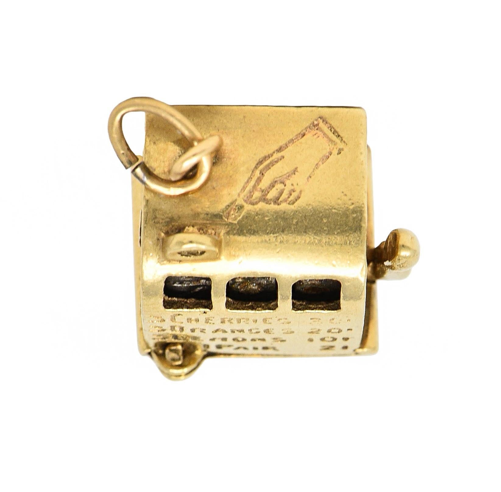 Retro 1940's Enamel 14 Karat Yellow Gold Slot Machine Vintage Charm