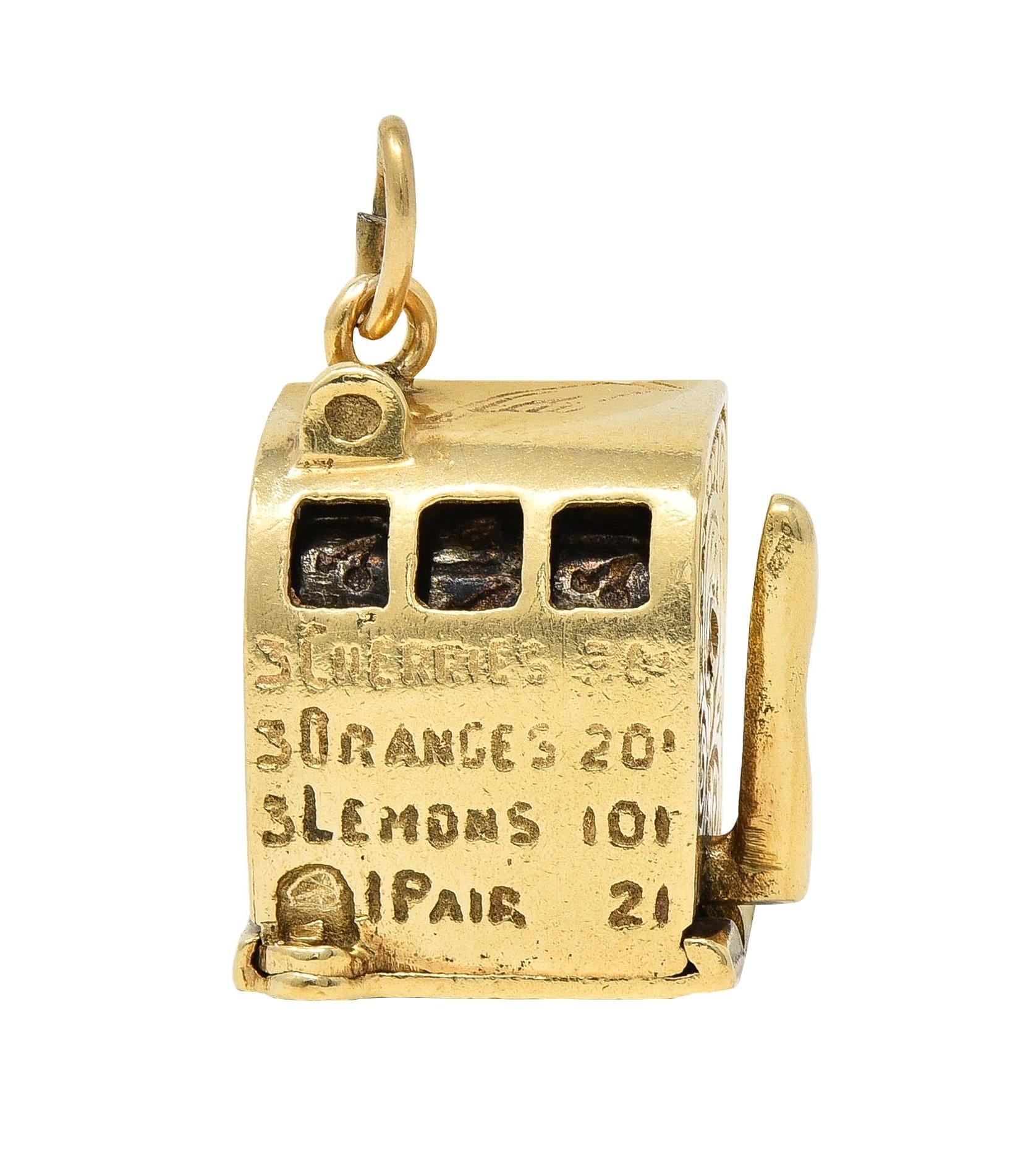 Retro 1940's Enamel 14 Karat Yellow Gold Slot Machine Vintage Charm