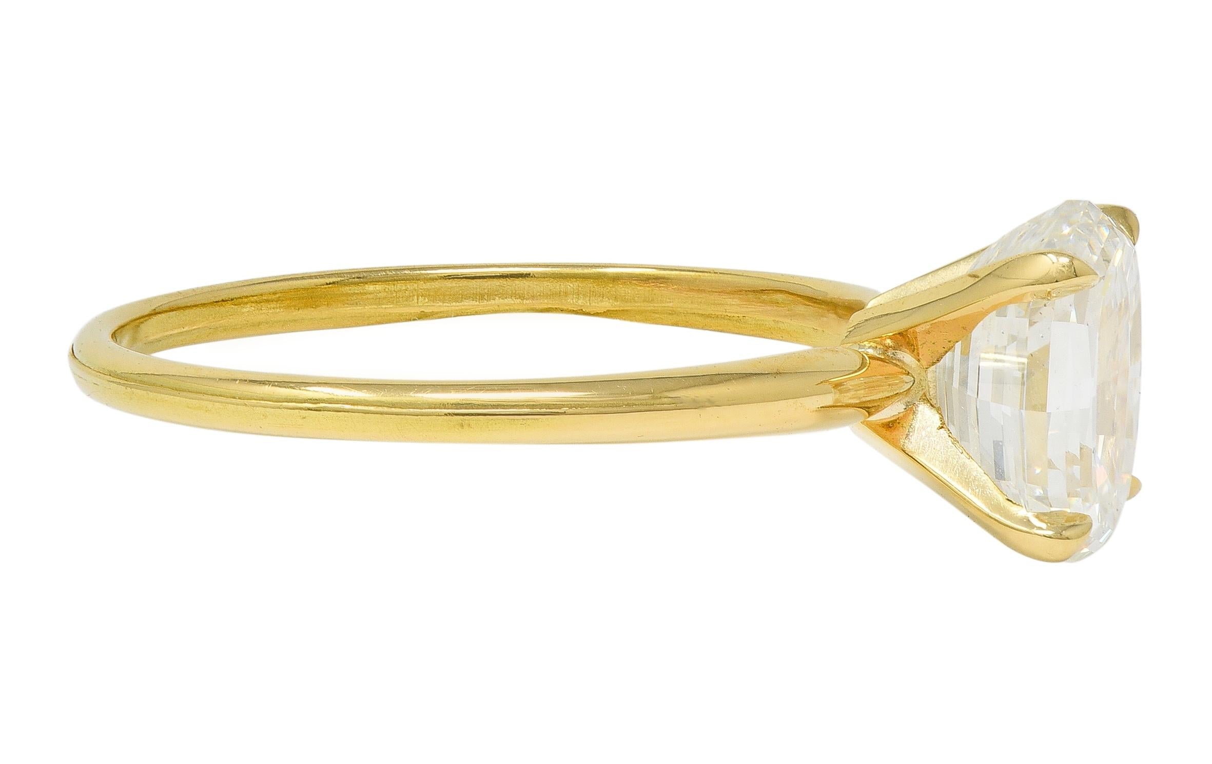 Contemporary 2.06 CTW Oval Diamond 18K Gold Solitaire Engagement Ring GIA