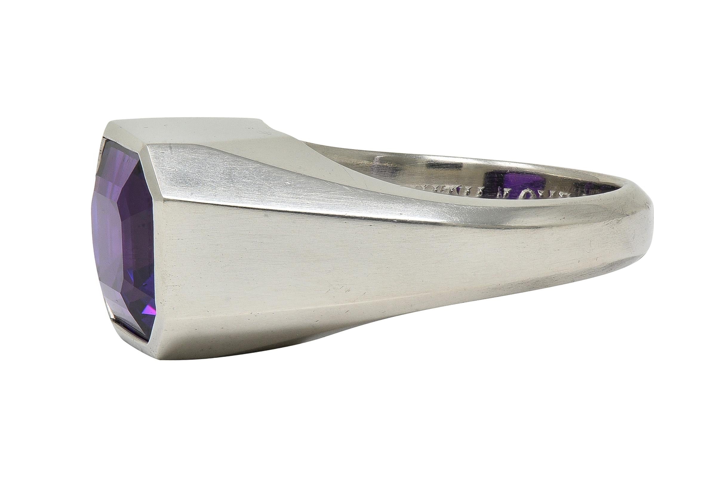 Cartier Art Deco No Heat Ceylon Purple Sapphire Platinum Unisex Signet Ring