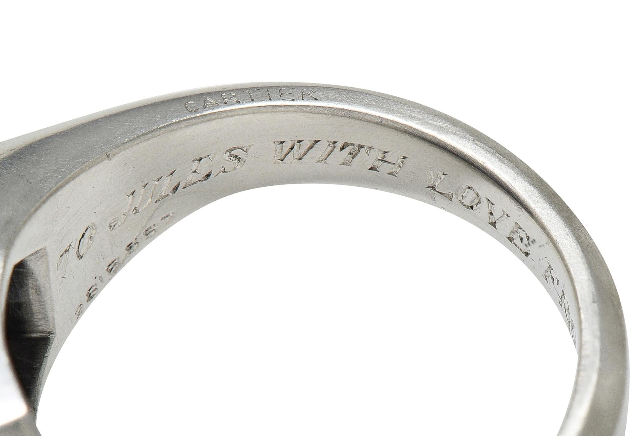 Cartier Art Deco No Heat Ceylon Purple Sapphire Platinum Unisex Signet Ring