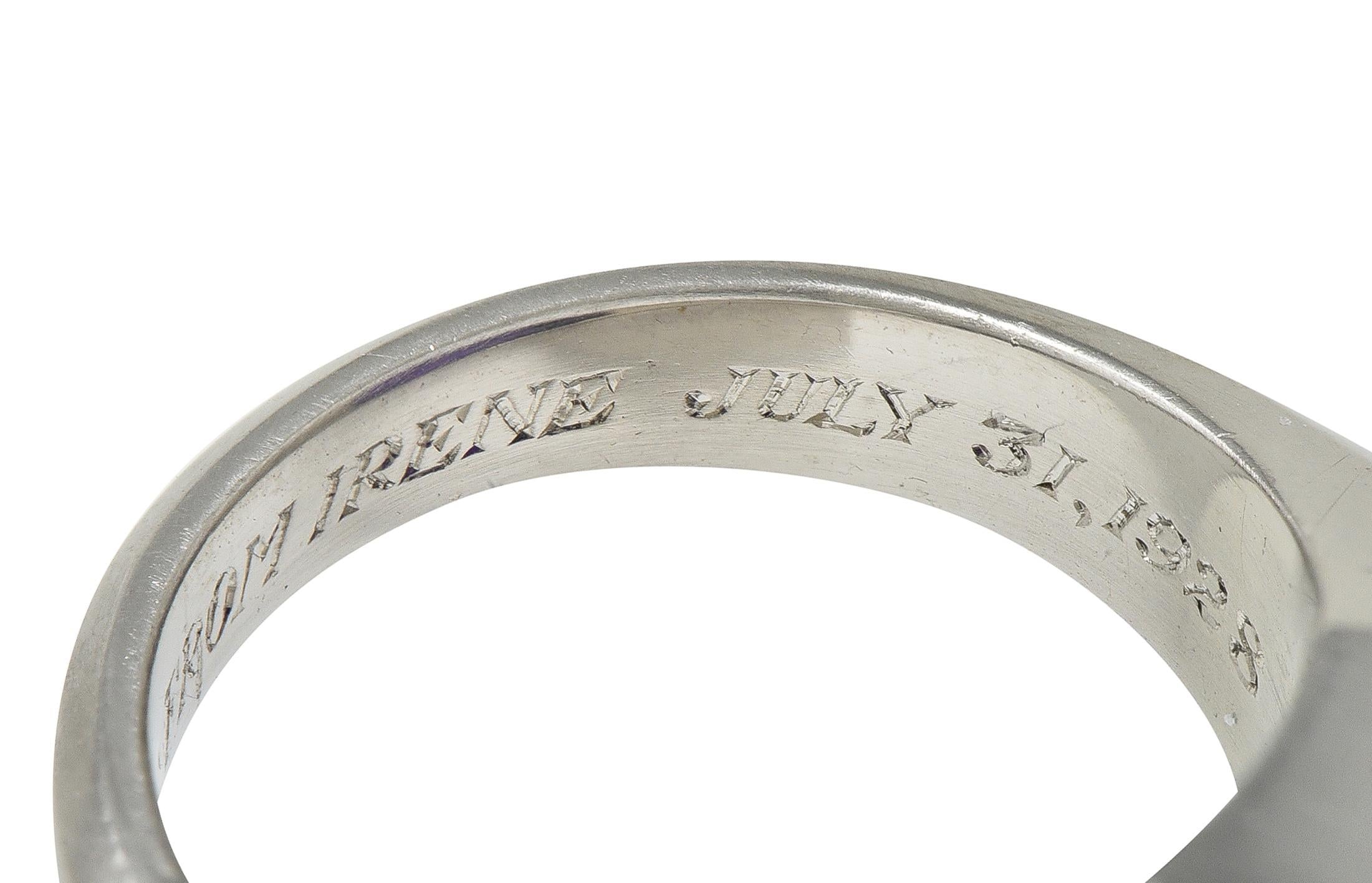 Cartier Art Deco No Heat Ceylon Purple Sapphire Platinum Unisex Signet Ring