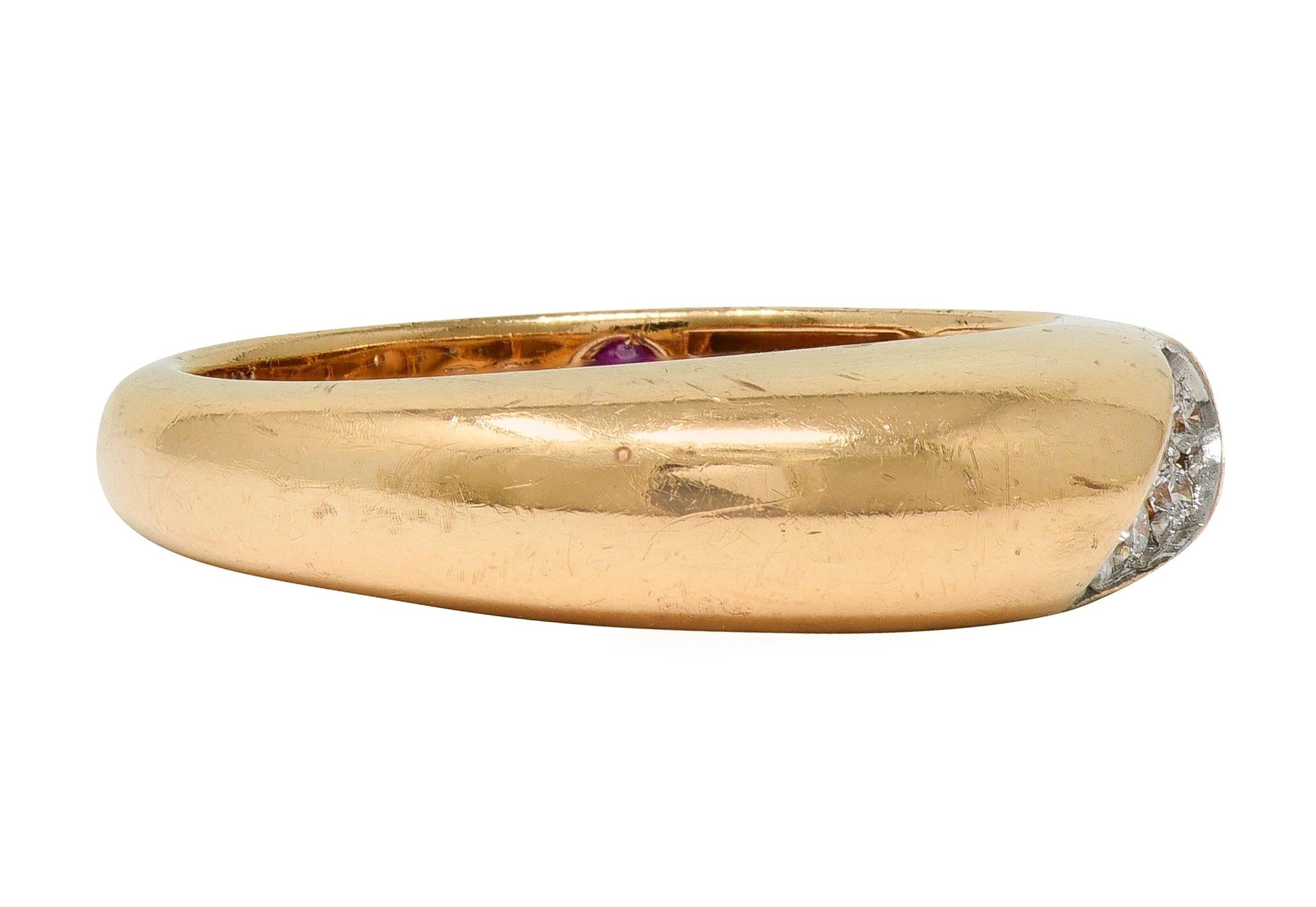 Roberto Coin Contemporary Diamond 18 Karat Two-Tone Gold Domed Capri Band Ring