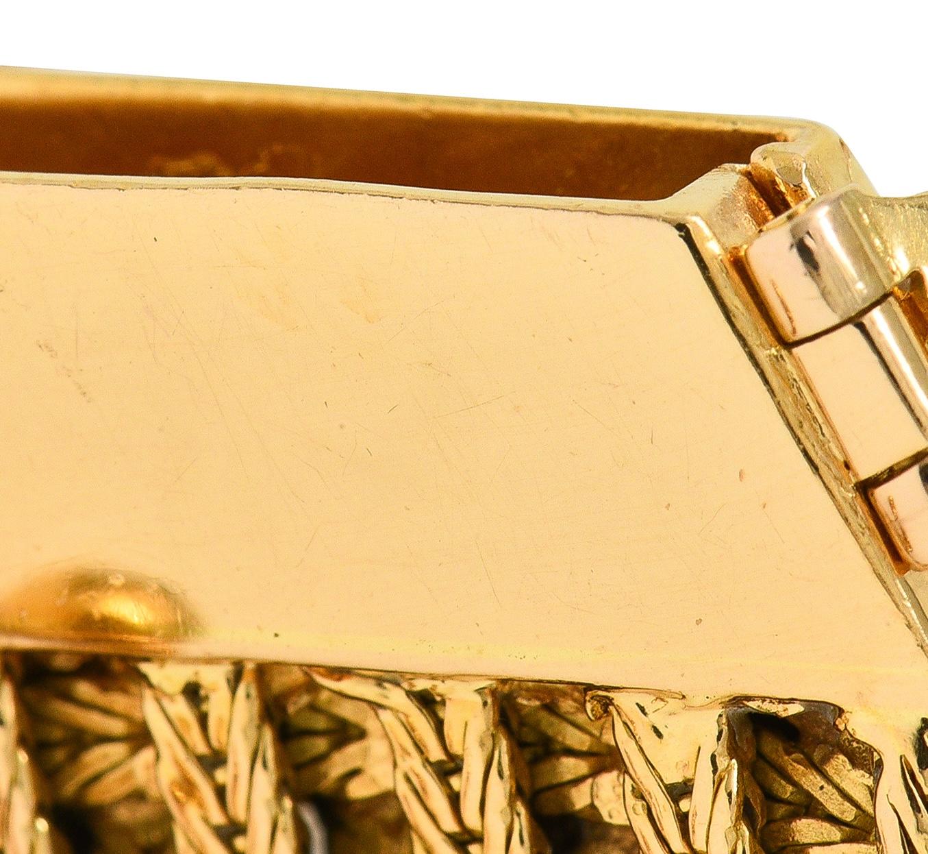 Mid-Century French Diamond Platinum 18 Karat Yellow Gold Woven Tassel Bracelet