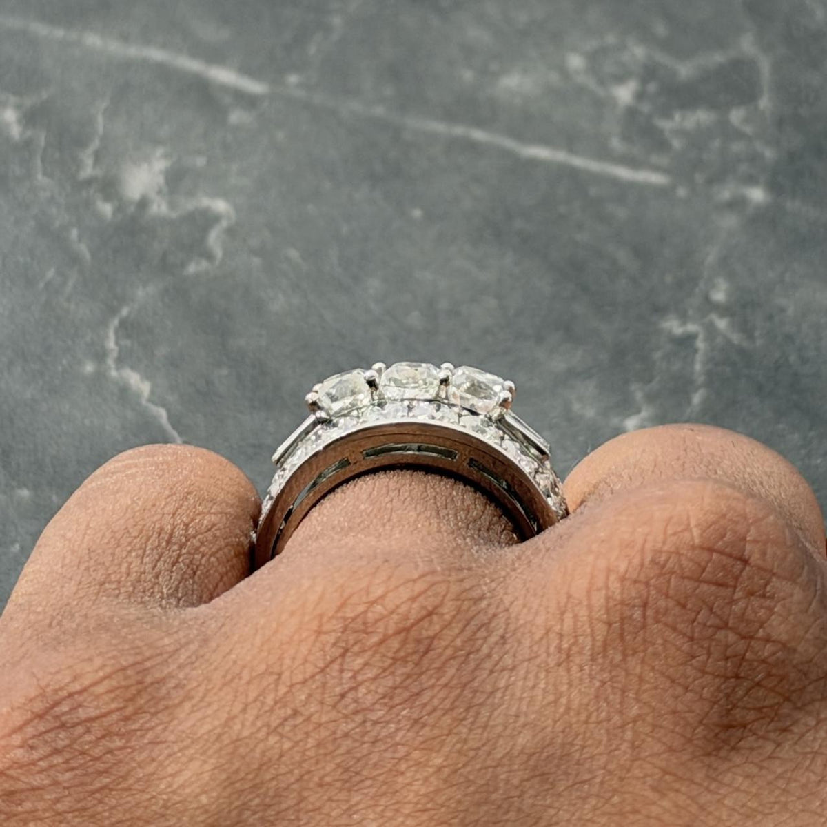 Bulgari 1950's 7.05 CTW Diamond Platinum Vintage Wide 1950's Band Ring