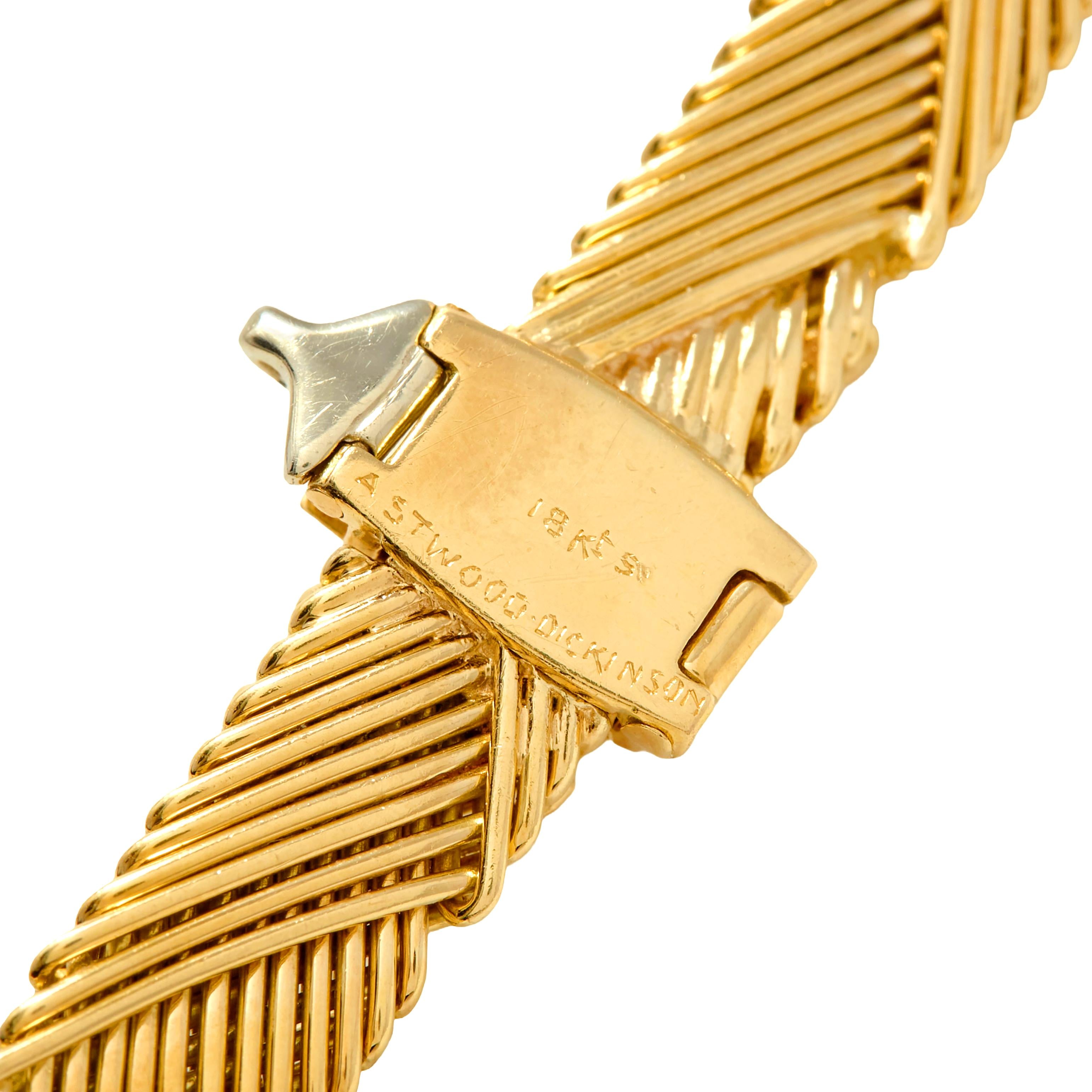 French Diamond 18 Karat Yellow Gold Platinum Vintage Bypass Spray Necklace