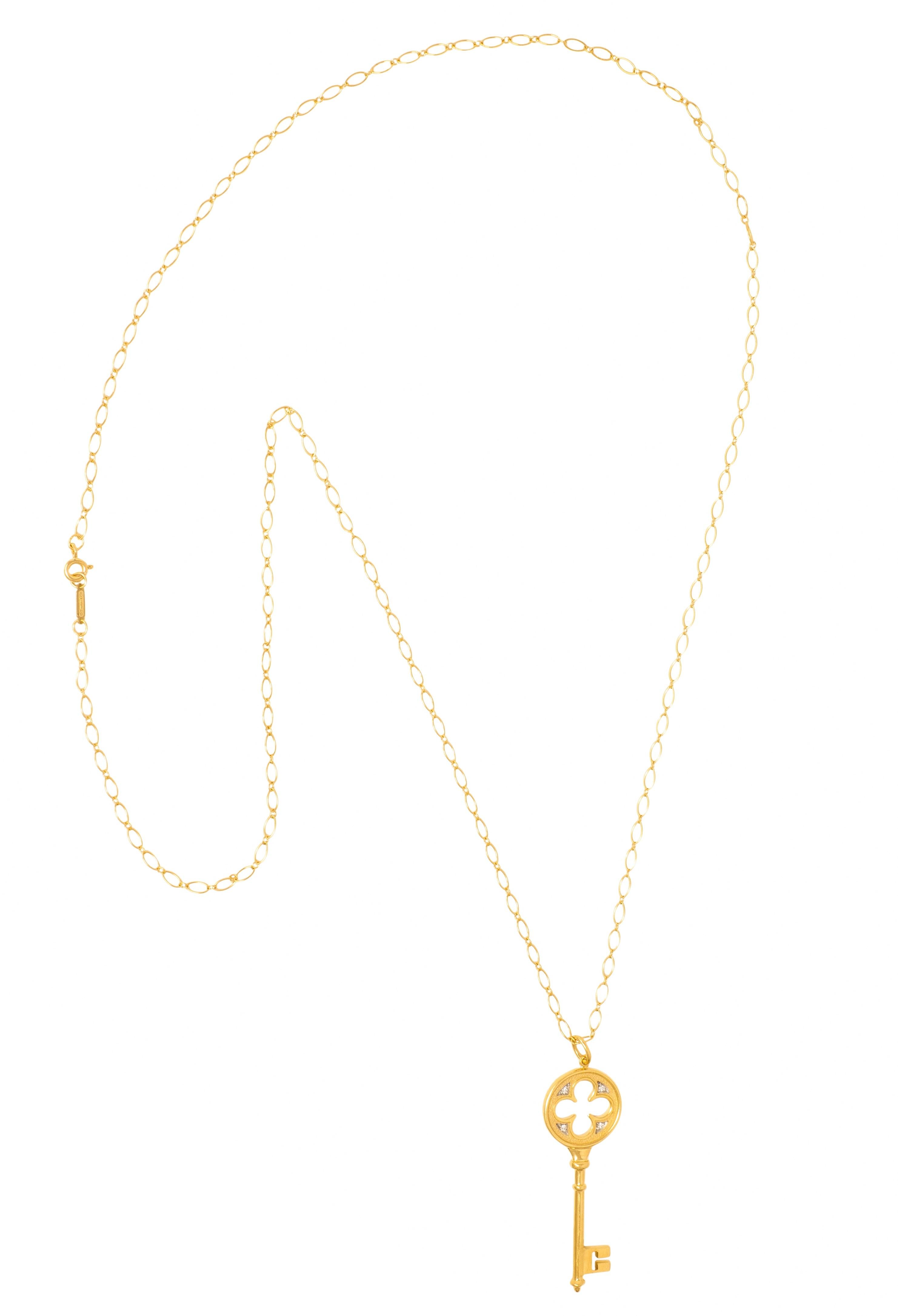 Tiffany & Co. Contemporary Diamond 18 Karat Yellow Gold Key Pendant Necklace