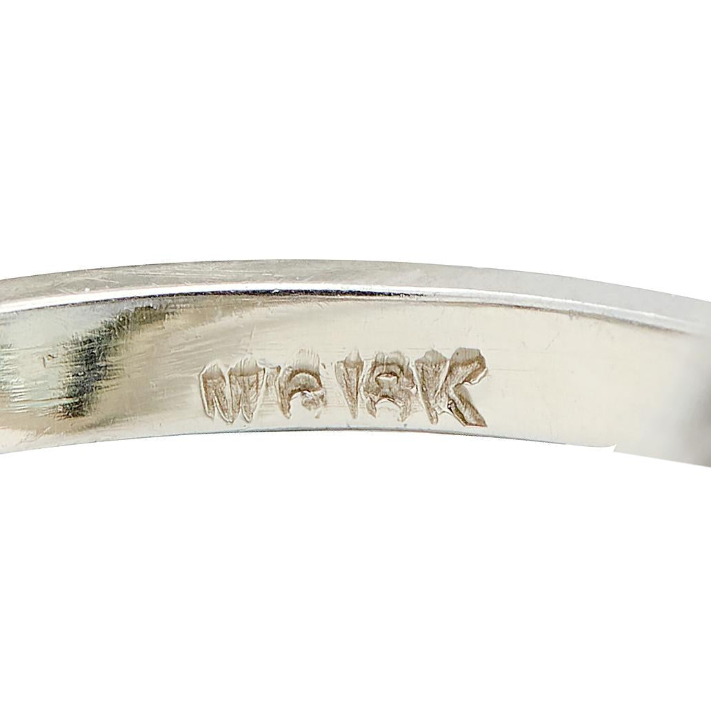 Art Deco Aquamarine 18 Karat White Gold Vintage Heart Navette Dinner Ring